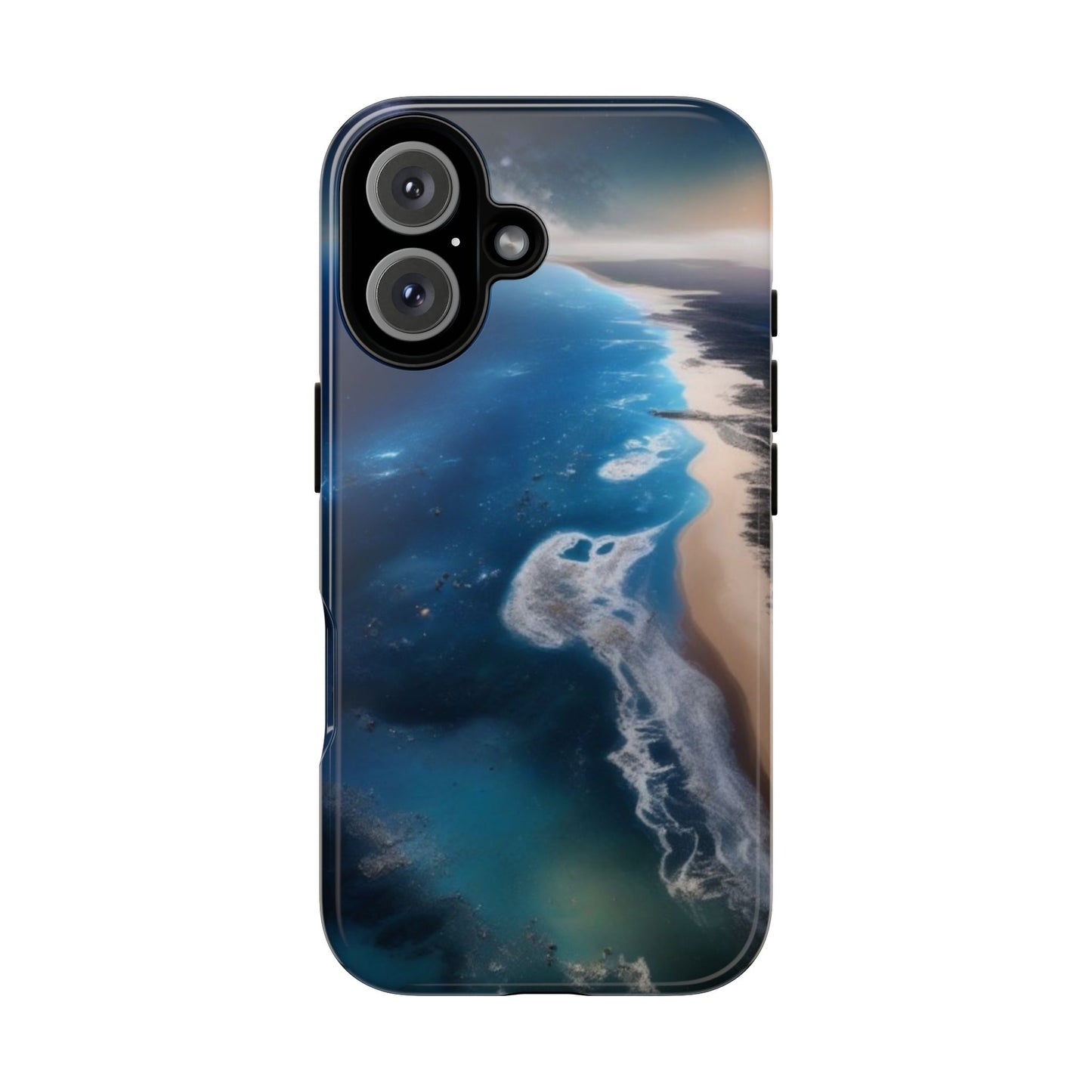 iPhone Tough Case Phone Case for iPhone 14\15\16 – Dual Layer, Matte/Glossy Finish, Wireless Charging Compatible, Ocean Waves Phone Case - Tough and Stylish Protection for Beach Lovers