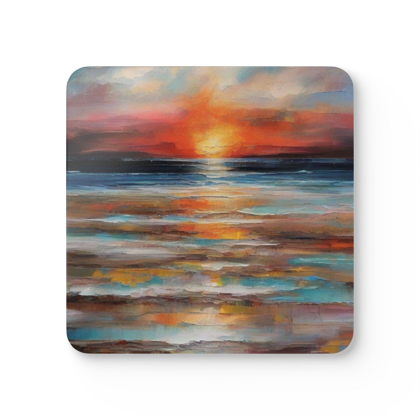 Designer Cork Coaster Set – High-Gloss Drink Coasters with Cork Backing (Set of 4)