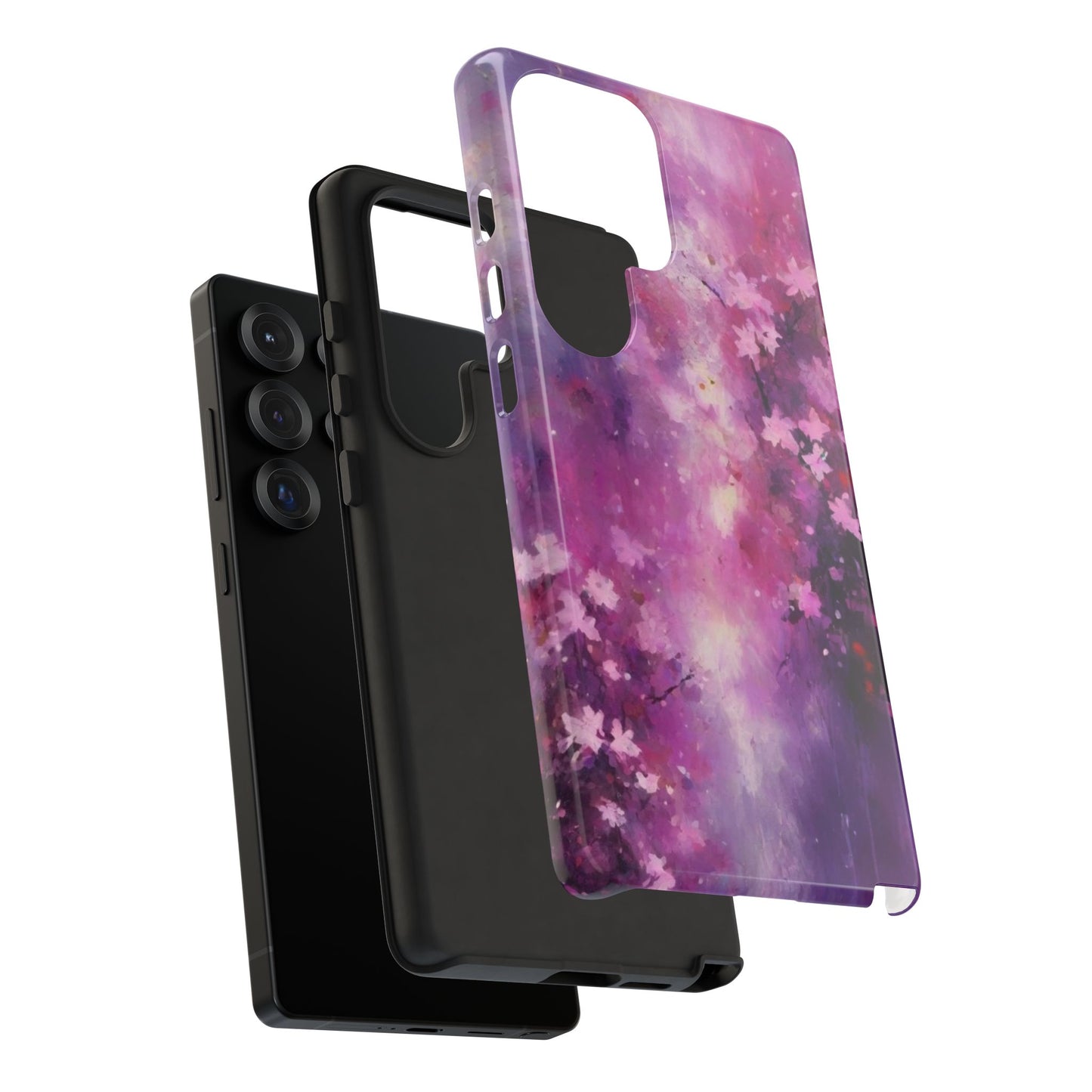 Tough Case Phone Case for Samsung Galaxy S25/S24/S23 – Dual Layer, Matte/Glossy Finish, Wireless Charging Compatible, Cherry Blossom Tough Case - Floral Phone Cover