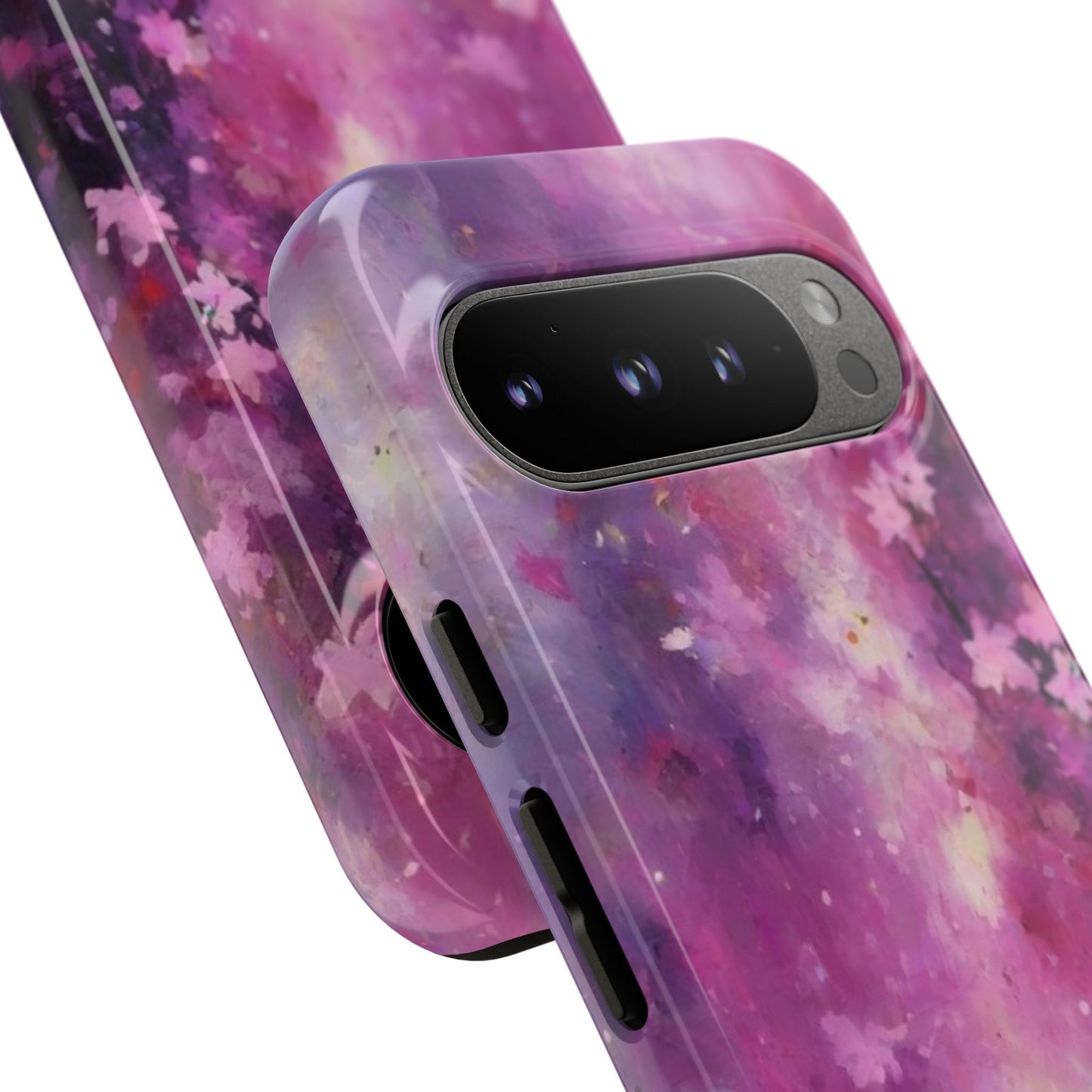 Tough Case Phone Case for Google Pixel 7/8/9– Dual Layer, Matte/Glossy Finish, Wireless Charging Compatible, Artistic Floral Phone Case - Tough Cases with Cherry Blossom Design