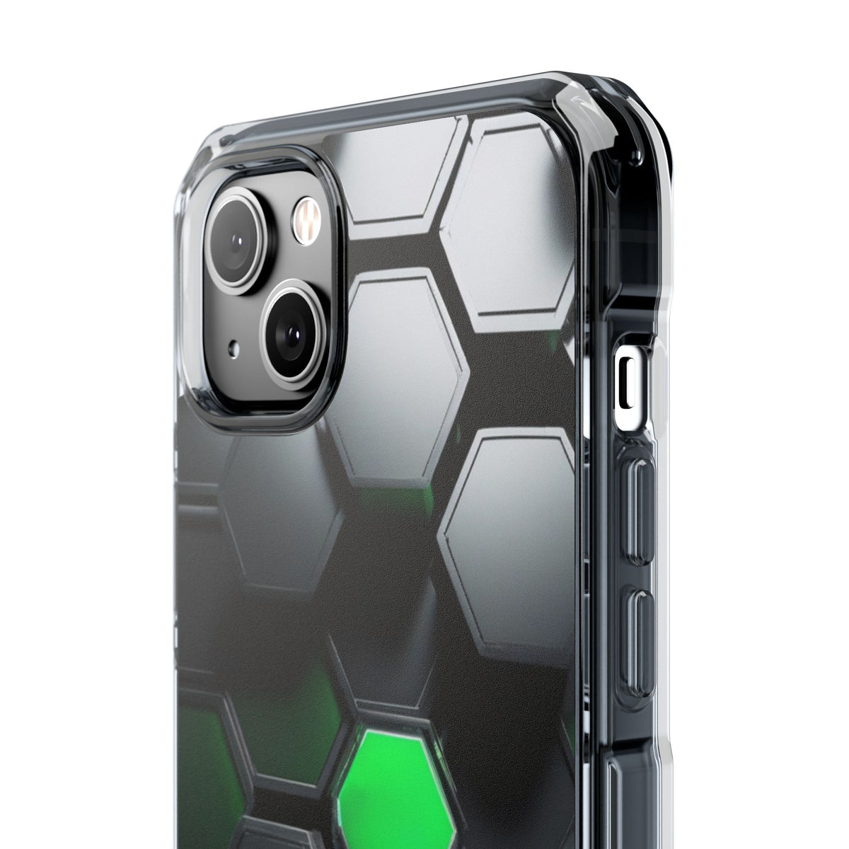 Magnetic Impact Phone Case for iPhone 16/15/14, Hexagon Pattern Magnetic Clear Impact Case, Stylish Phone Accessory, Gift for Tech Lovers, Durable Protection.