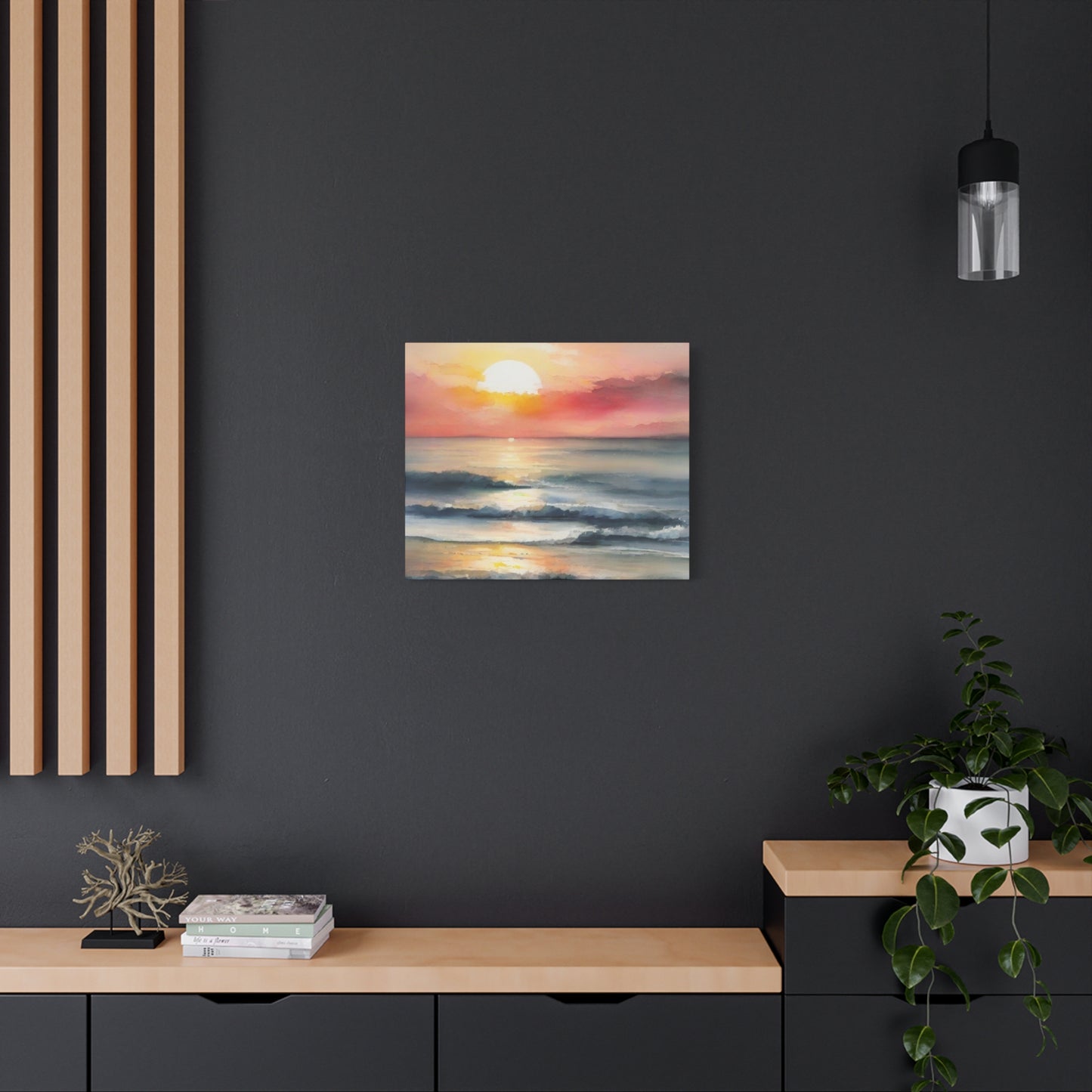 Abstract Art Canvas Print – Modern Wall Art, Digital Artwork, Matte Canvas, Ready to Hang, Home & Office Décor, Modern Wall Décor, Coastal Sunset Canvas Wall Art - 12" x 16" Stretched Print