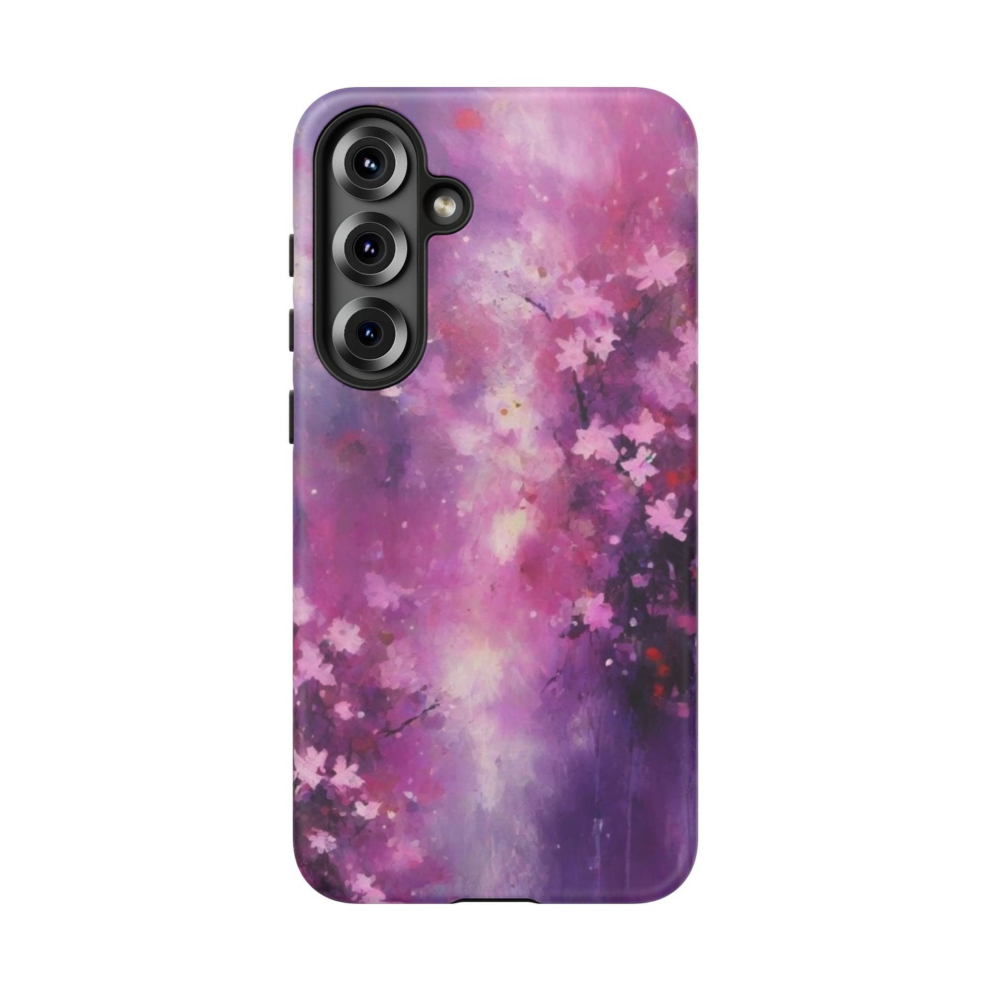 Tough Case Phone Case for Samsung Galaxy S25/S24/S23 – Dual Layer, Matte/Glossy Finish, Wireless Charging Compatible, Cherry Blossom Tough Case - Floral Phone Cover
