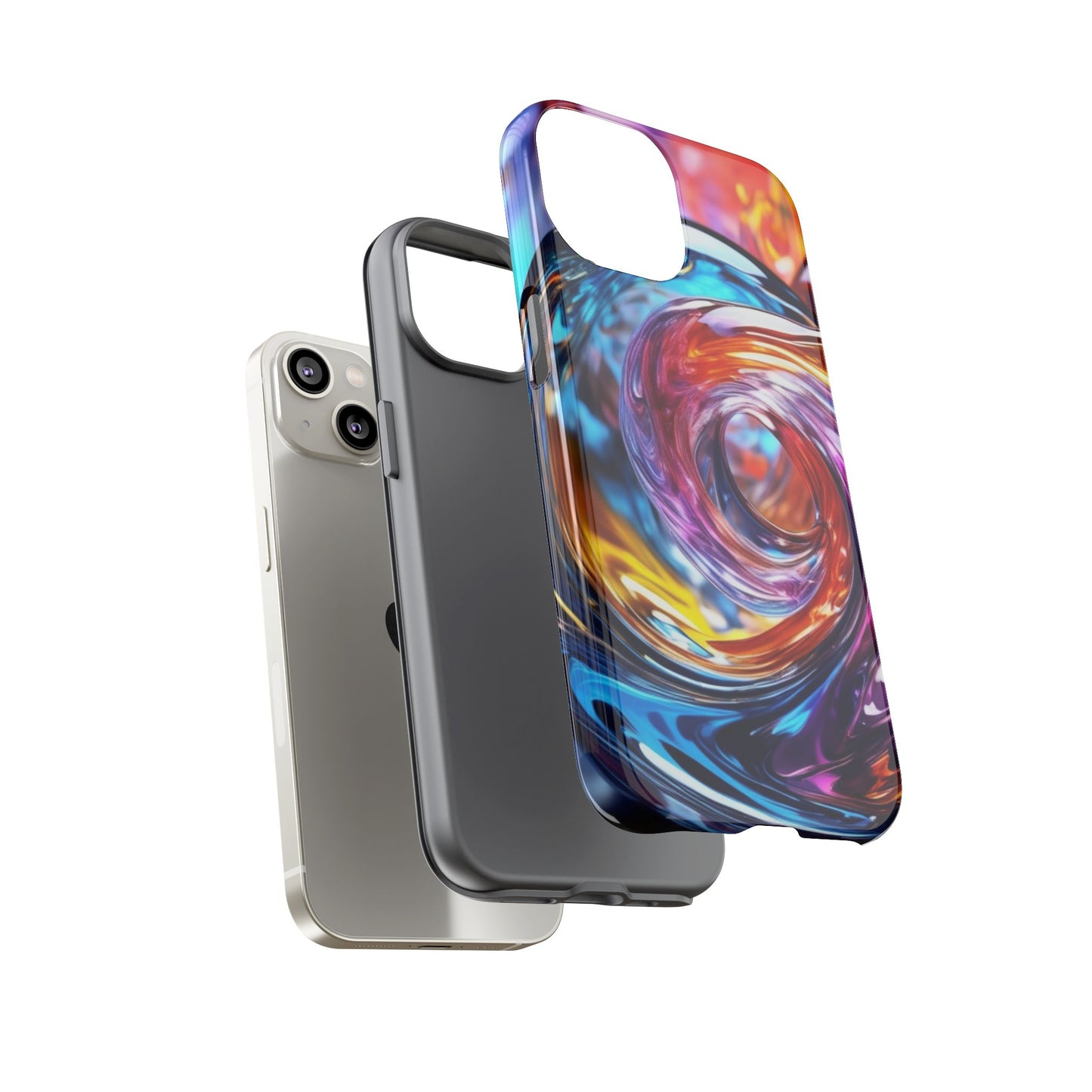 iPhone Tough Case Phone Case for iPhone 14\15\16 – Dual Layer, Matte/Glossy Finish, Wireless Charging CompatibleVibrant Swirl Phone Case - Tough Cases for Protection