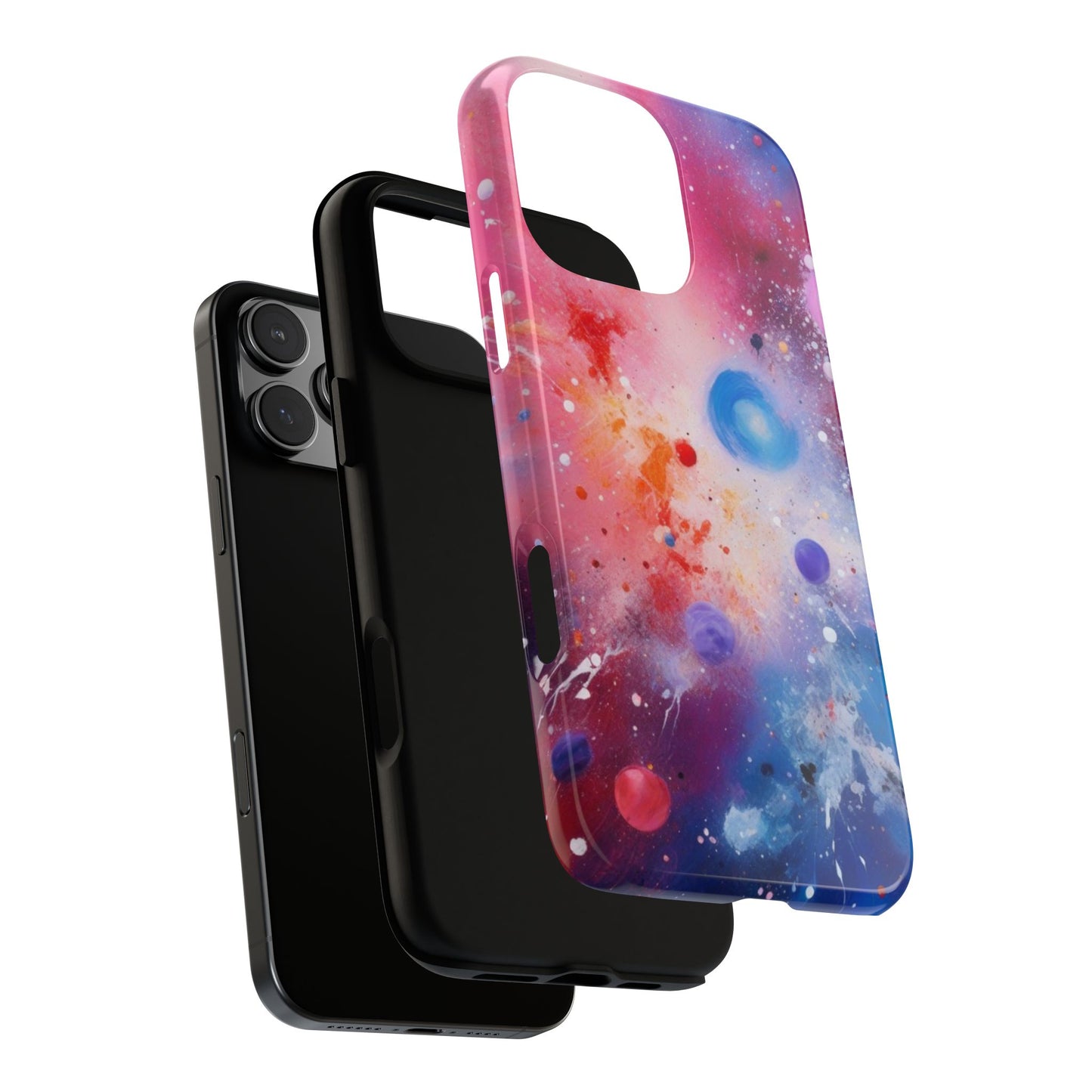 iPhone Tough Case Phone Case for iPhone 14\15\16 – Dual Layer, Matte/Glossy Finish, Wireless Charging Compatible, Galaxy-Themed Tough Phone Case – Vibrant Space Design