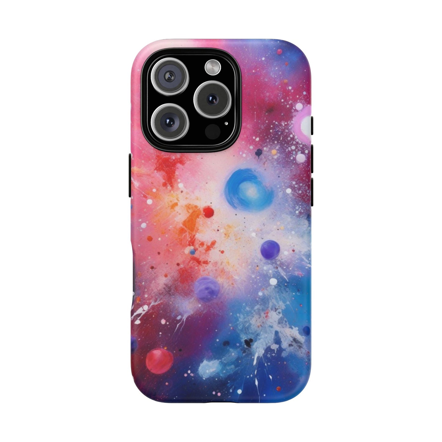 iPhone Tough Case Phone Case for iPhone 14\15\16 – Dual Layer, Matte/Glossy Finish, Wireless Charging Compatible, Galaxy-Themed Tough Phone Case – Vibrant Space Design for Audiophiles and Fashion Lovers