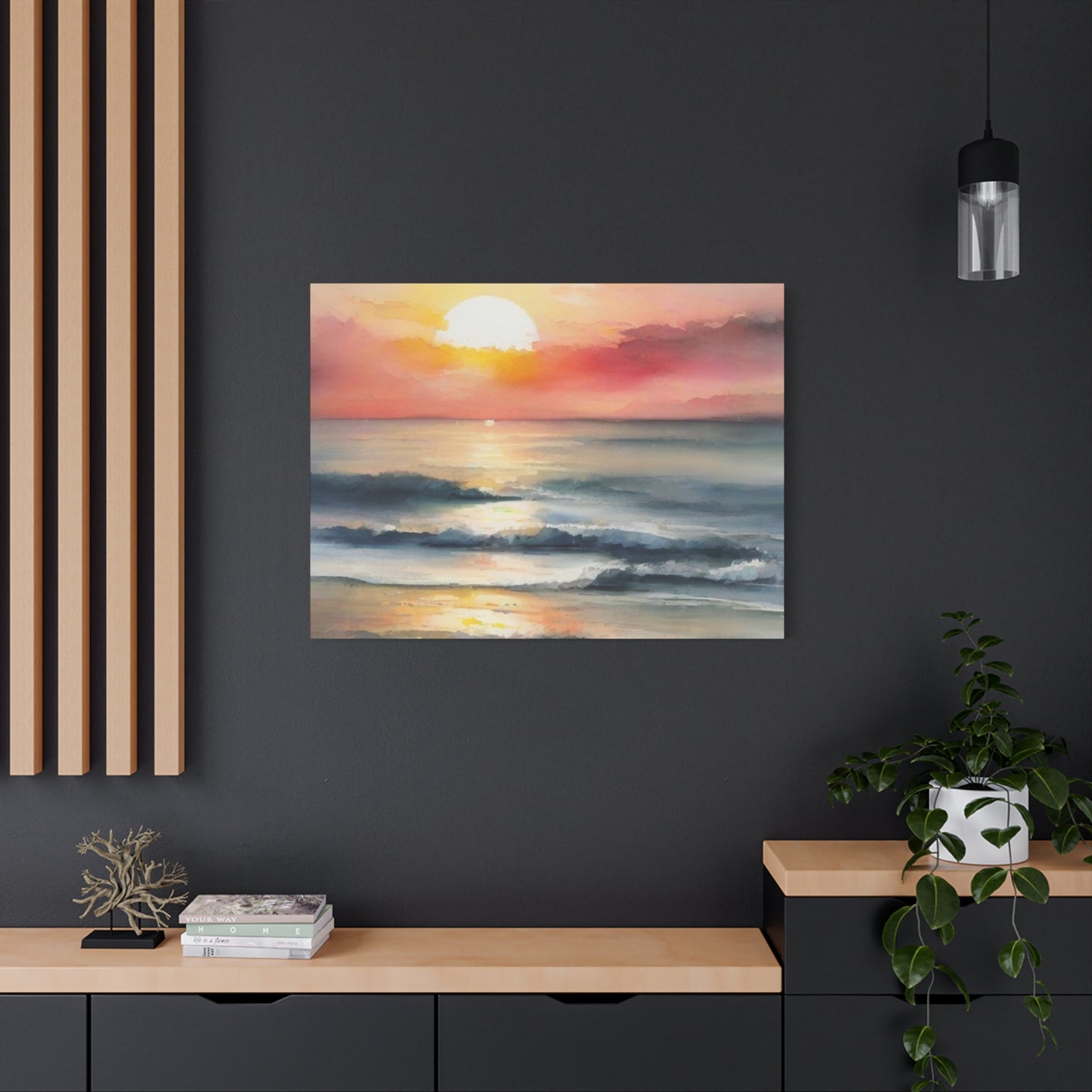 Abstract Art Canvas Print – Modern Wall Art, Digital Artwork, Matte Canvas, Ready to Hang, Home & Office Décor, Modern Wall Décor, Coastal Sunset Canvas Wall Art - 12" x 16" Stretched Print