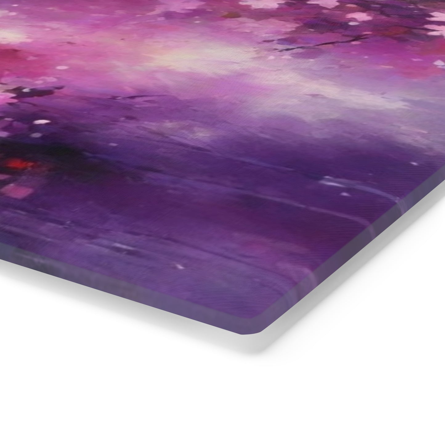 Tempered Glass Cutting Board – Hygienic, Scratch-Resistant, Dishwasher-Safe | Modern Kitchen Essential, Floral Artistic Cutting Board - Purple Blossom Design