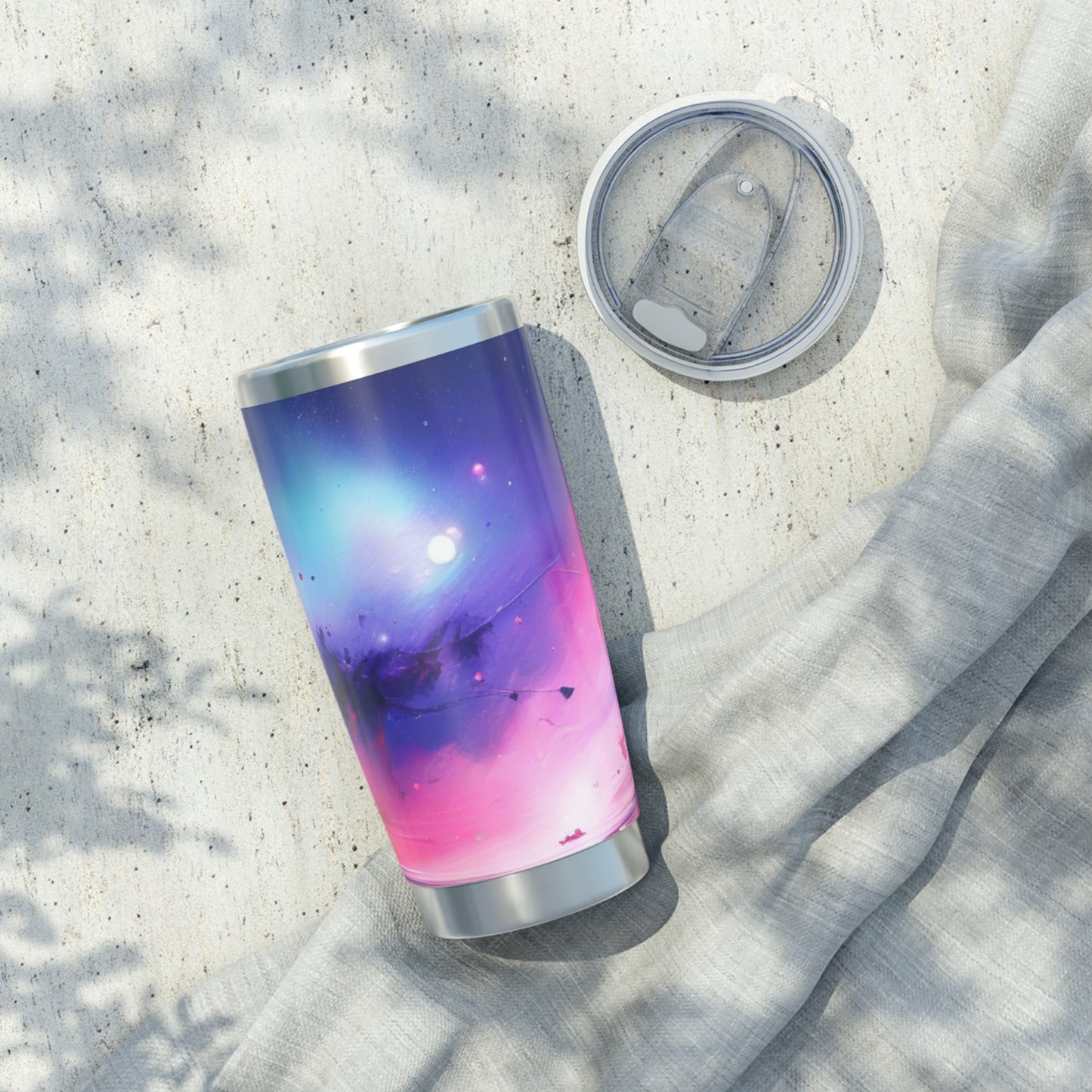 Vagabond 20oz Tumbler - Insulated Stainless Steel Travel Tumbler, Spill-Resistant, Double-Wall, Car Cup Holder Friendly. Cosmic Travel Tumbler - Space-Inspired 20oz Insulated Drinkware, Perfect for Travel, Camping, Gifts, and Stargazing