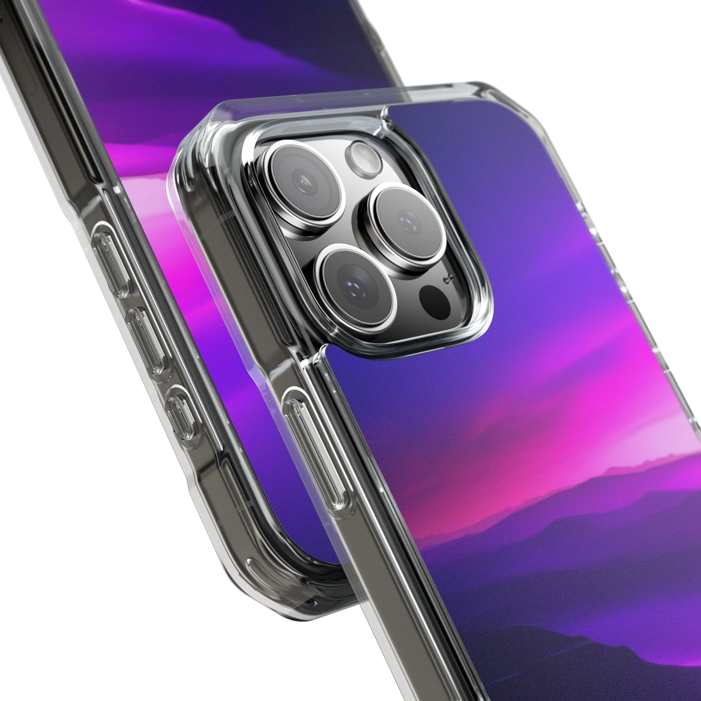 Magnetic Phone Case for iPhone 16/15/14, Impact Protection, Stylish Tech Accessory, Gift for Tech Lovers, Purple Landscape Case