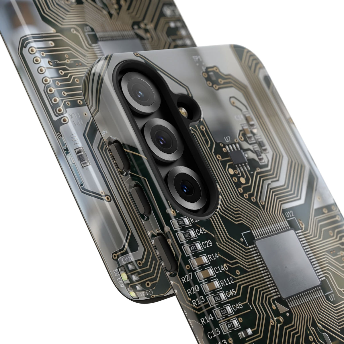 Tough Cases Phone Cases for Samsung Galaxy S25/S24/S23/S22 – Dual Layer, Matte/Glossy Finish, Wireless Charging Compatible, Circuit Board Phone Case — Tech Circuitry Protective Phone Cover