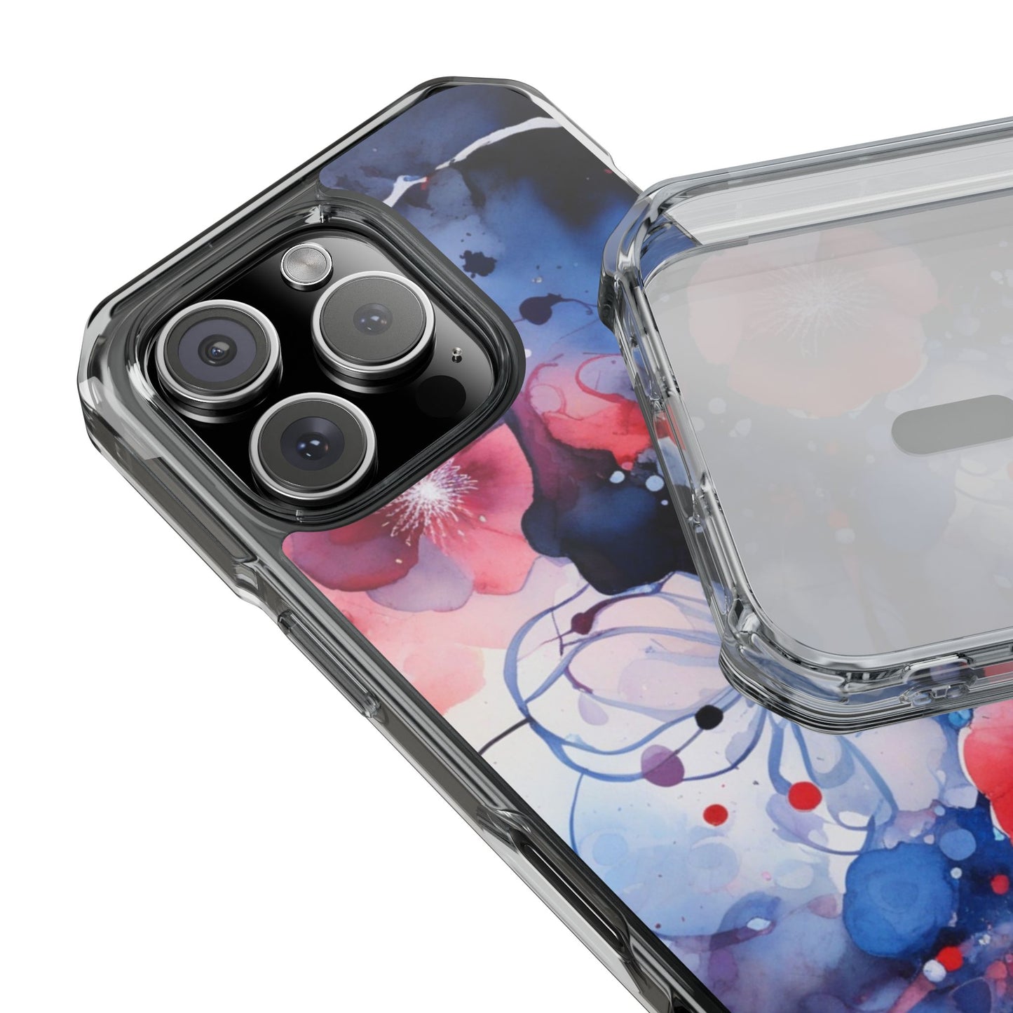 Clear Magnetic Phone Case — Watercolor Floral Impact Protection. Magnetic Impact Phone Case for iPhone 17/16/15/14.