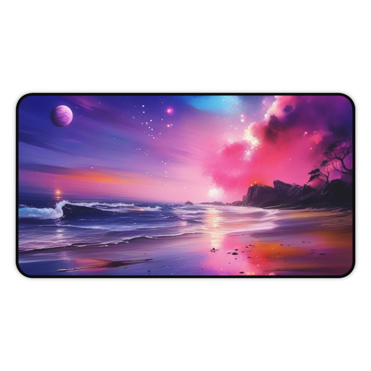 Large Gaming Mouse Pad – Premium Mouse Pad & Tech Accessory for Home & Office, Premium Desk Mat, Gaming Mouse Pad, Non-slip, Cosmic Serenity Desk Mat – Vibrant Ocean & Galaxy Design for Home Office