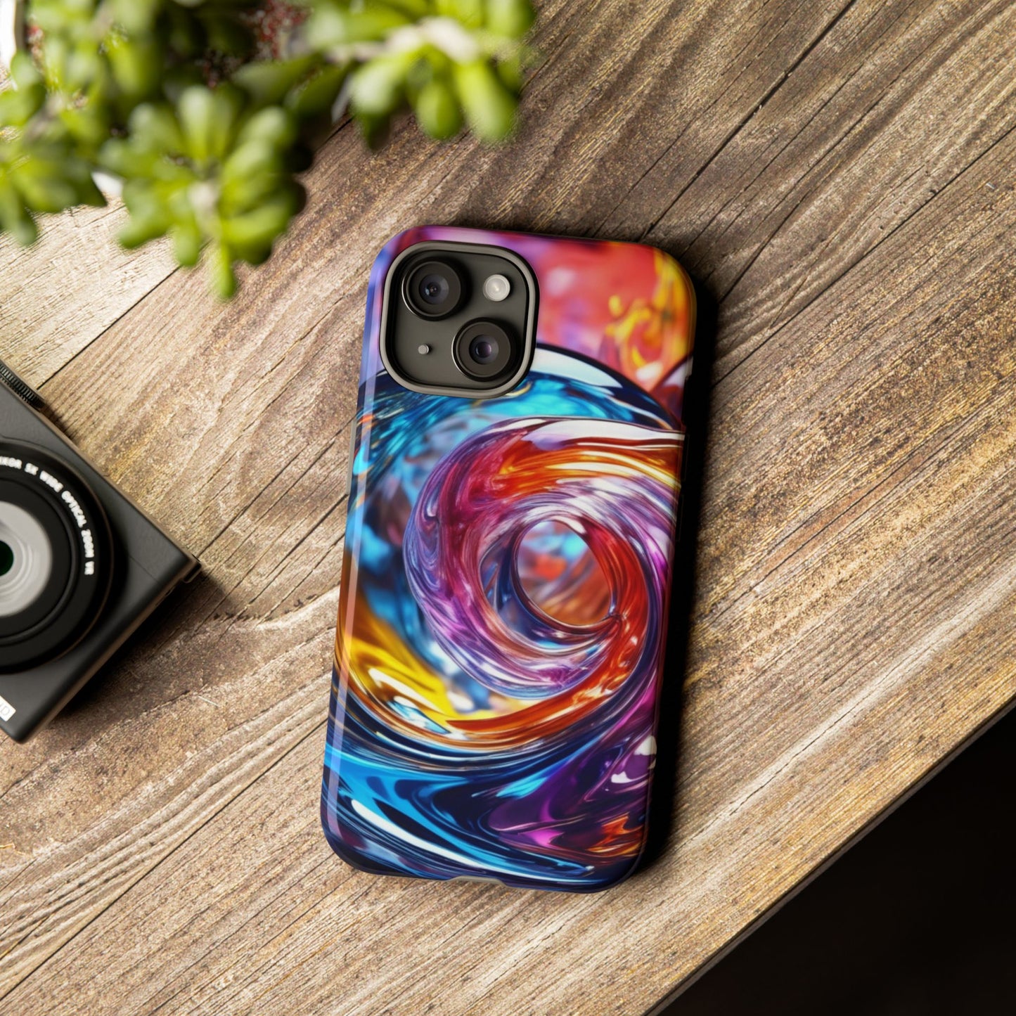 iPhone Tough Case Phone Case for iPhone 14\15\16 – Dual Layer, Matte/Glossy Finish, Wireless Charging CompatibleVibrant Swirl Phone Case - Tough Cases for Protection