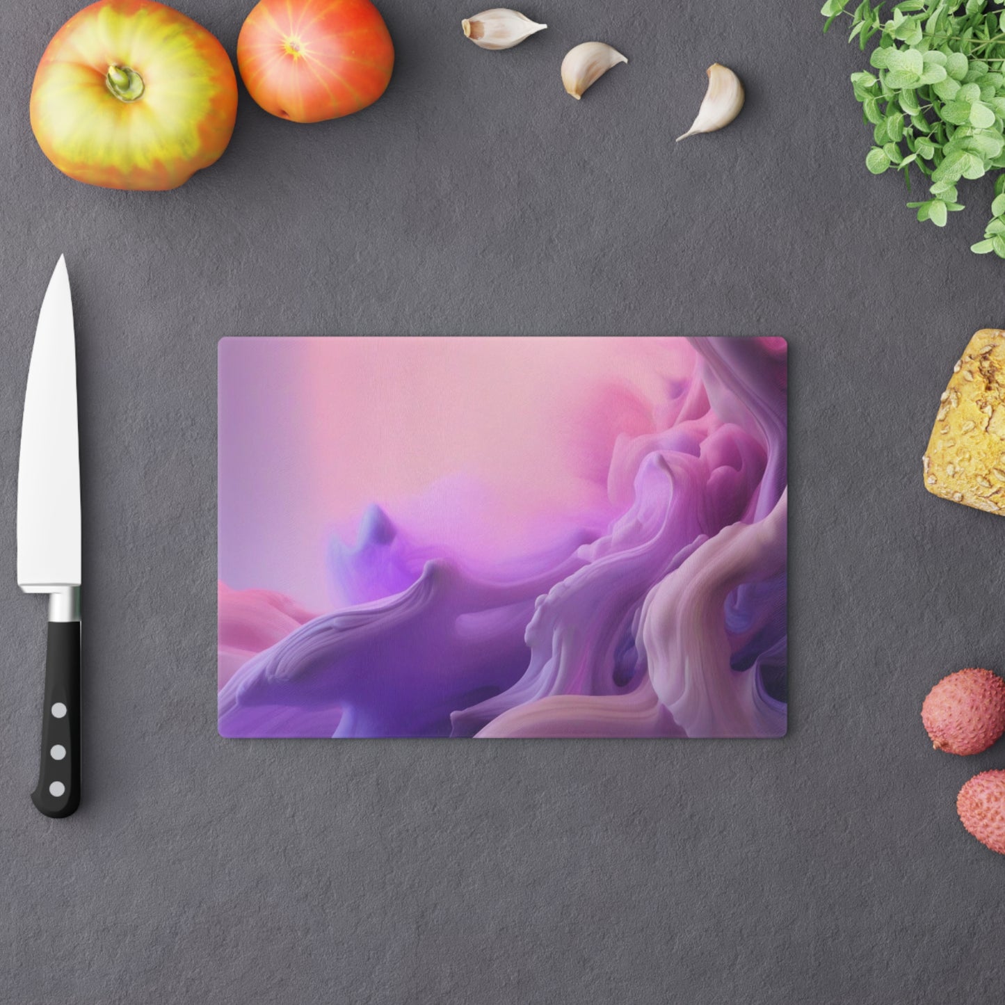 Tempered Glass Cutting Board – Hygienic, Scratch-Resistant, Dishwasher-Safe | Modern Kitchen Essential, Modern Abstract Cutting Board - Elegant Kitchen Decor for Foodies