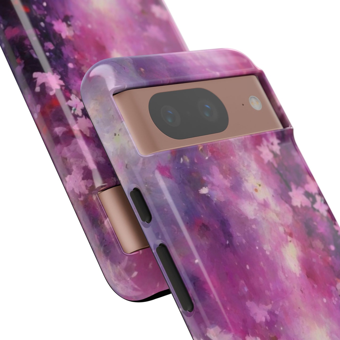 Tough Case Phone Case for Google Pixel 7/8/9– Dual Layer, Matte/Glossy Finish, Wireless Charging Compatible, Artistic Floral Phone Case - Tough Cases with Cherry Blossom Design