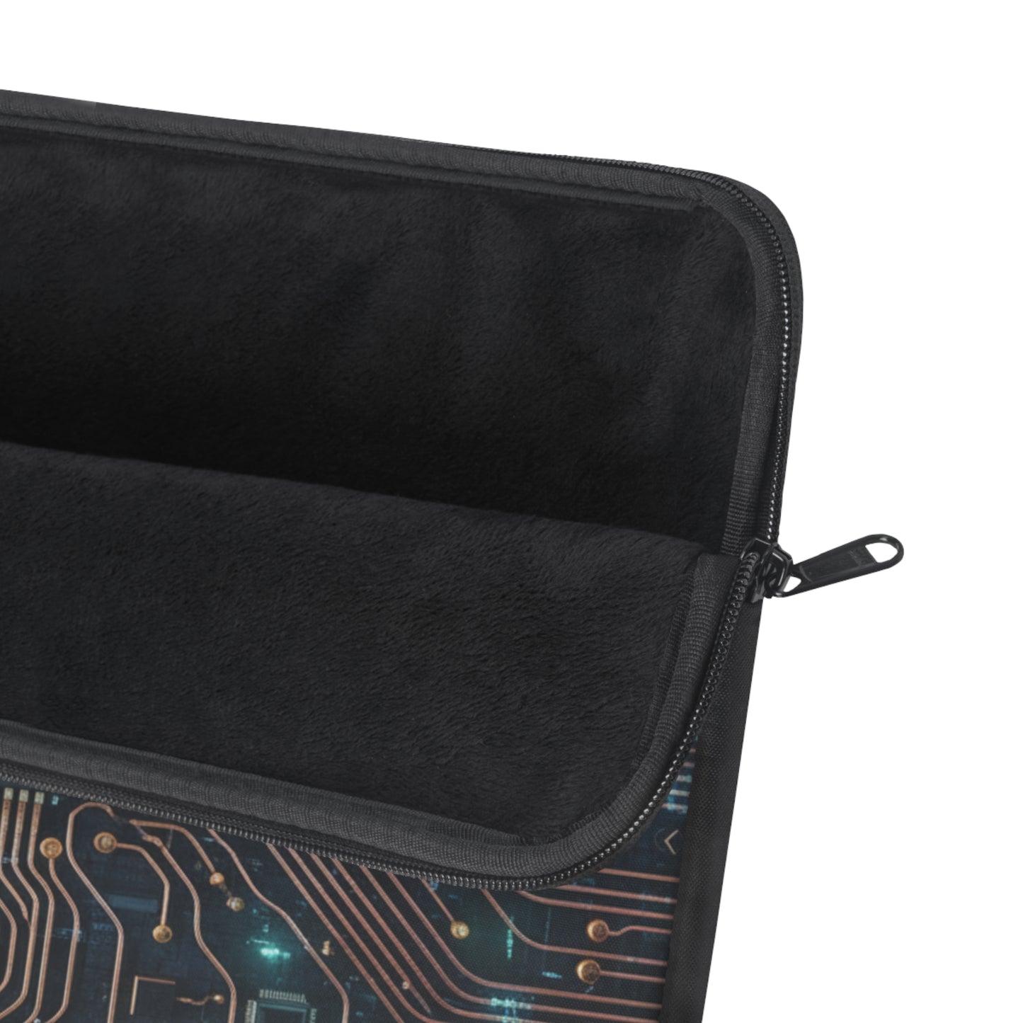 Circuit Board Laptop Sleeve — Tech Microchip Design, printed design evokes the silent hum of processors and data flowing along copper, Tech Accessories