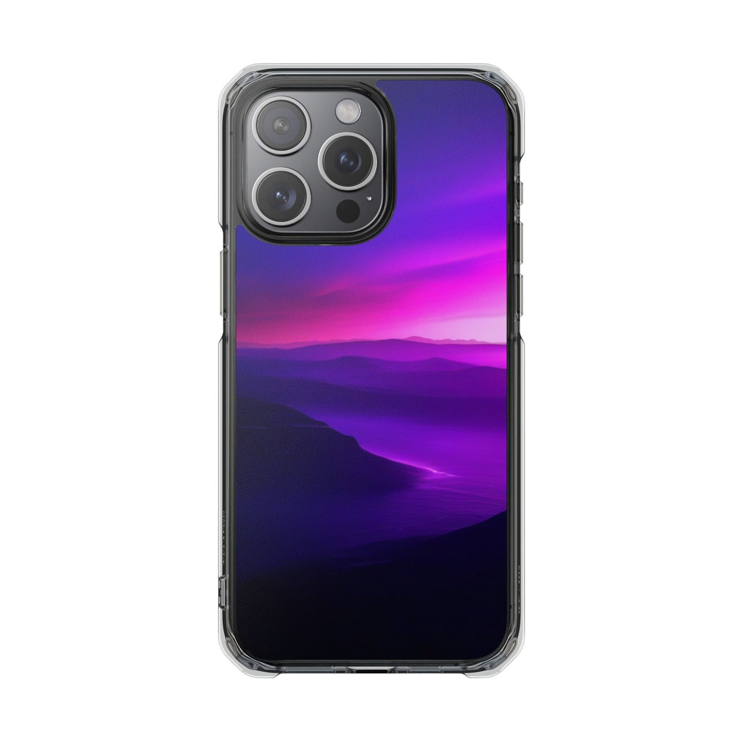 Magnetic Phone Case for iPhone 16/15/14, Impact Protection, Stylish Tech Accessory, Gift for Tech Lovers, Purple Landscape Case