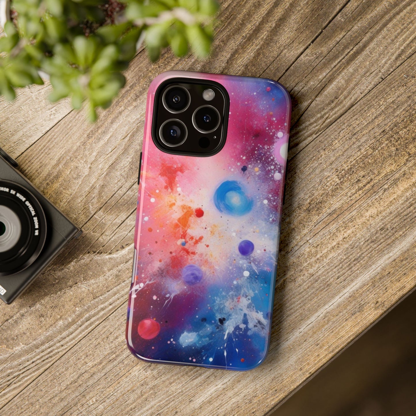 iPhone Tough Case Phone Case for iPhone 14\15\16 – Dual Layer, Matte/Glossy Finish, Wireless Charging Compatible, Galaxy-Themed Tough Phone Case – Vibrant Space Design for Audiophiles and Fashion Lovers