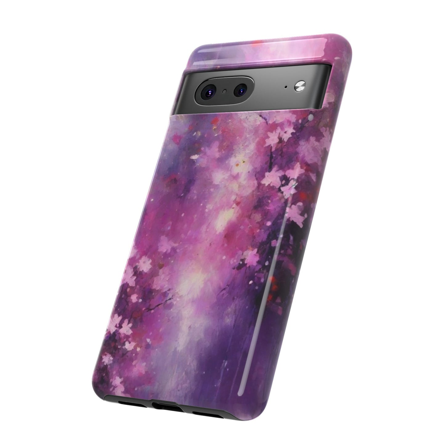 Tough Case Phone Case for Google Pixel 7/8/9– Dual Layer, Matte/Glossy Finish, Wireless Charging Compatible, Artistic Floral Phone Case - Tough Cases with Cherry Blossom Design