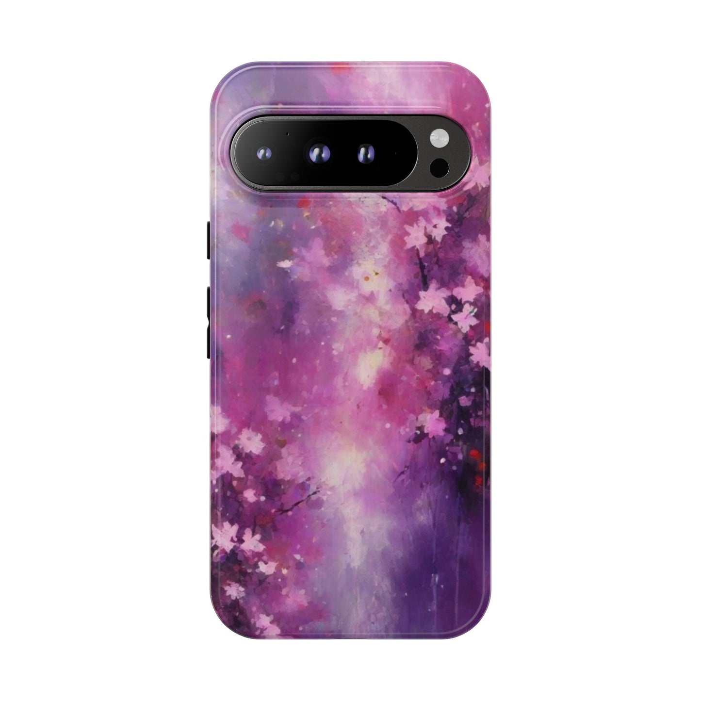 Tough Case Phone Case for Google Pixel 7/8/9– Dual Layer, Matte/Glossy Finish, Wireless Charging Compatible, Artistic Floral Phone Case - Tough Cases with Cherry Blossom Design