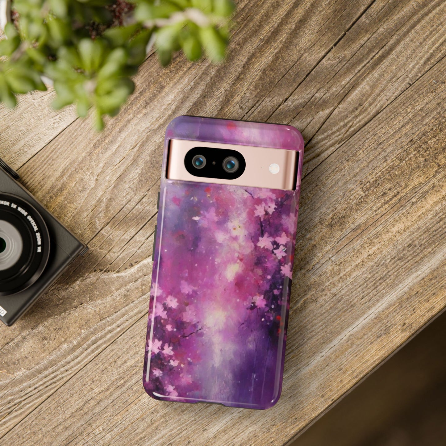 Tough Case Phone Case for Google Pixel 7/8/9– Dual Layer, Matte/Glossy Finish, Wireless Charging Compatible, Artistic Floral Phone Case - Tough Cases with Cherry Blossom Design