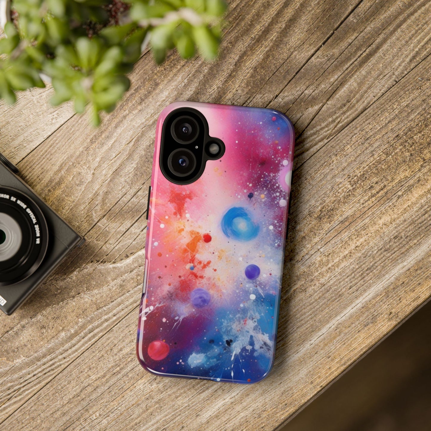 iPhone Tough Case Phone Case for iPhone 14\15\16 – Dual Layer, Matte/Glossy Finish, Wireless Charging Compatible, Galaxy-Themed Tough Phone Case – Vibrant Space Design