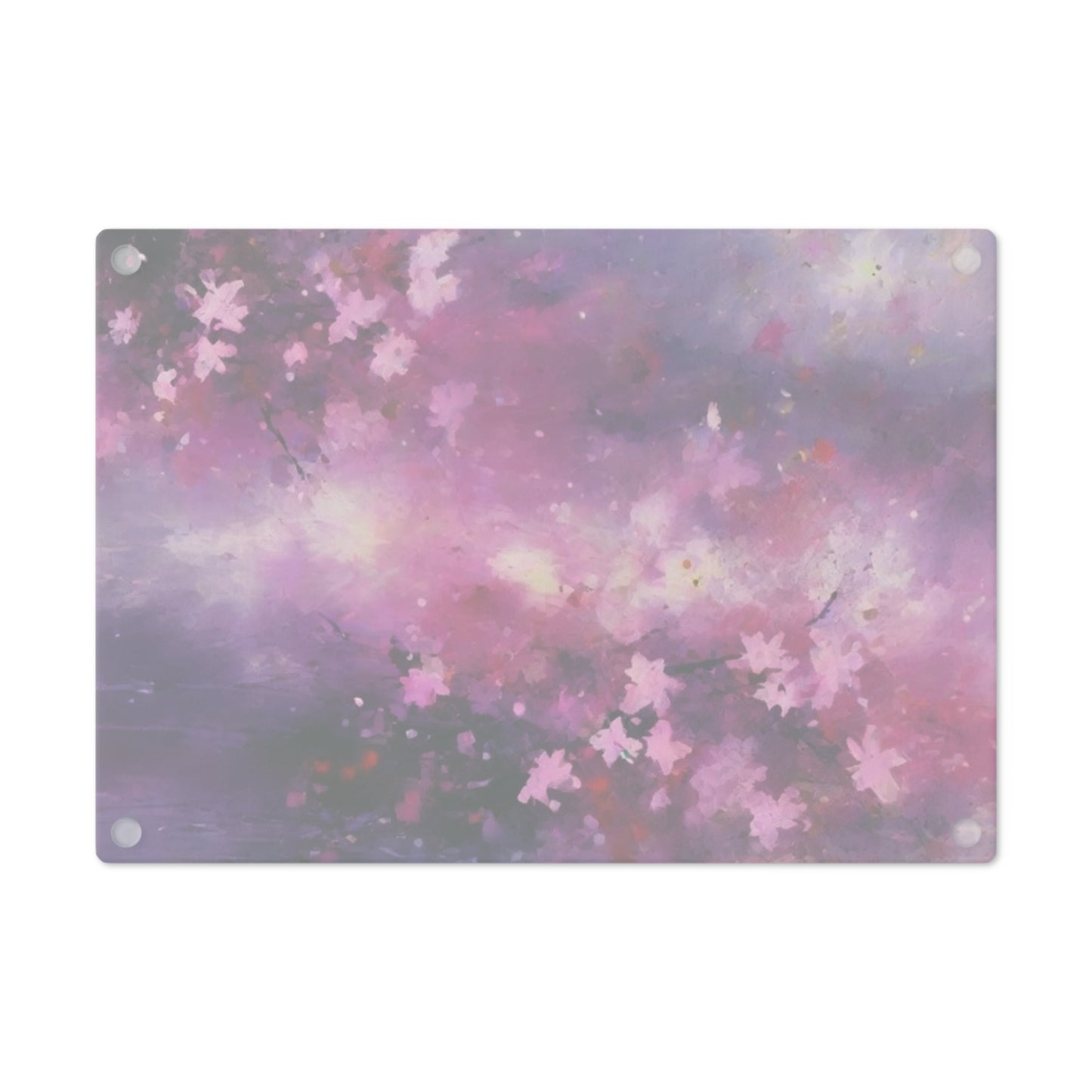 Tempered Glass Cutting Board – Hygienic, Scratch-Resistant, Dishwasher-Safe | Modern Kitchen Essential, Floral Artistic Cutting Board - Purple Blossom Design