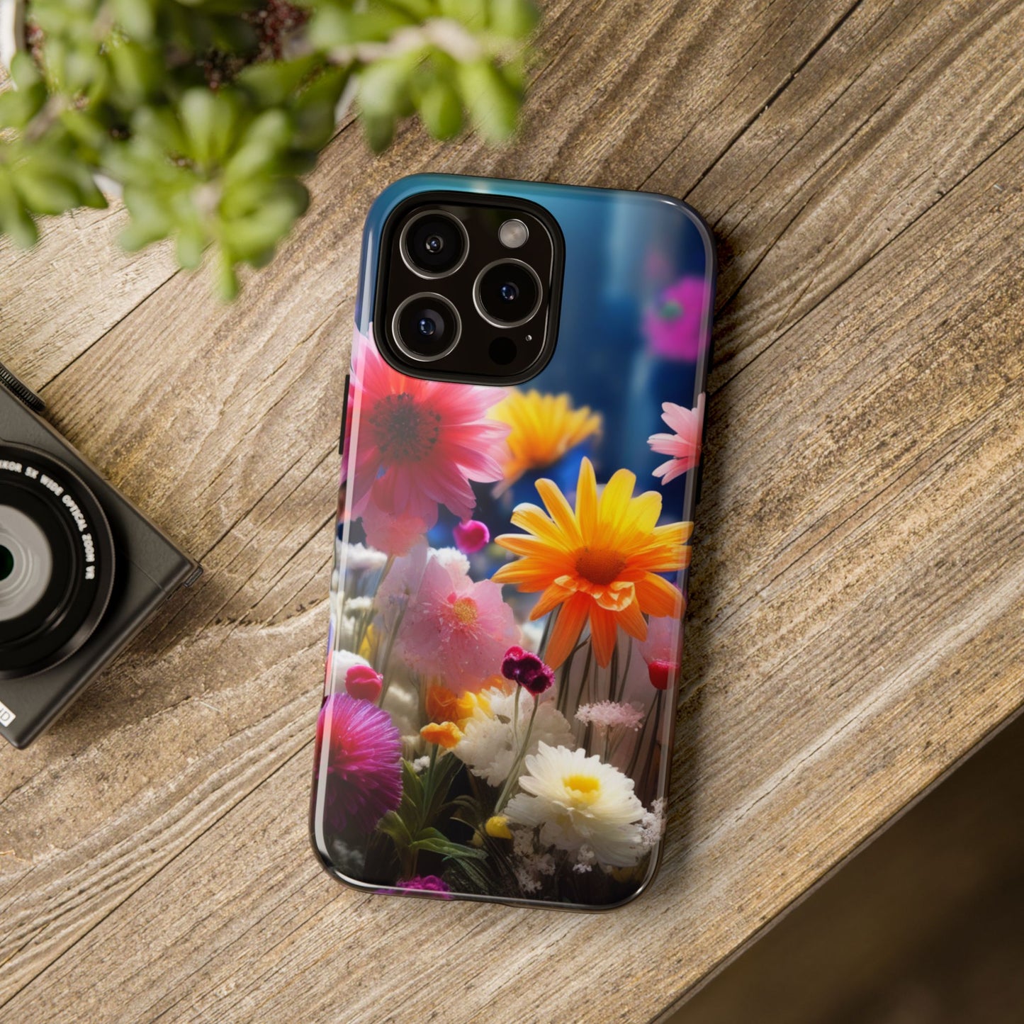 iPhone Tough Cases Phone Cases for iPhone 14\15\16\17– Dual Layer, Matte/Glossy Finish, Wireless Charging Compatible, Floral Garden Phone Case — Vibrant Spring Flowers Protective iPhone Case