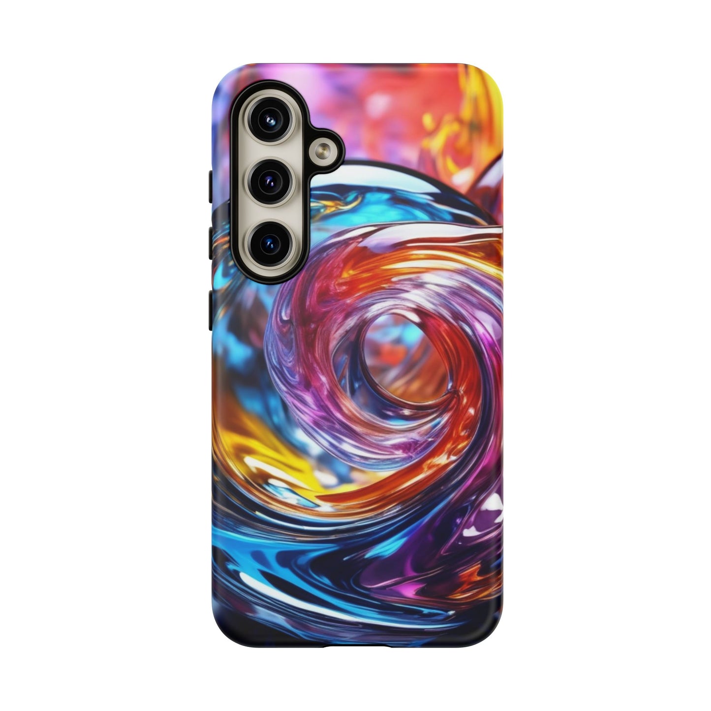 Tough Case Phone Case for Samsung Galaxy S25/S24 – Dual Layer, Matte/Glossy Finish, Wireless Charging Compatible, Vibrant Swirl Phone Case - Tough Cases for Stylish Protection