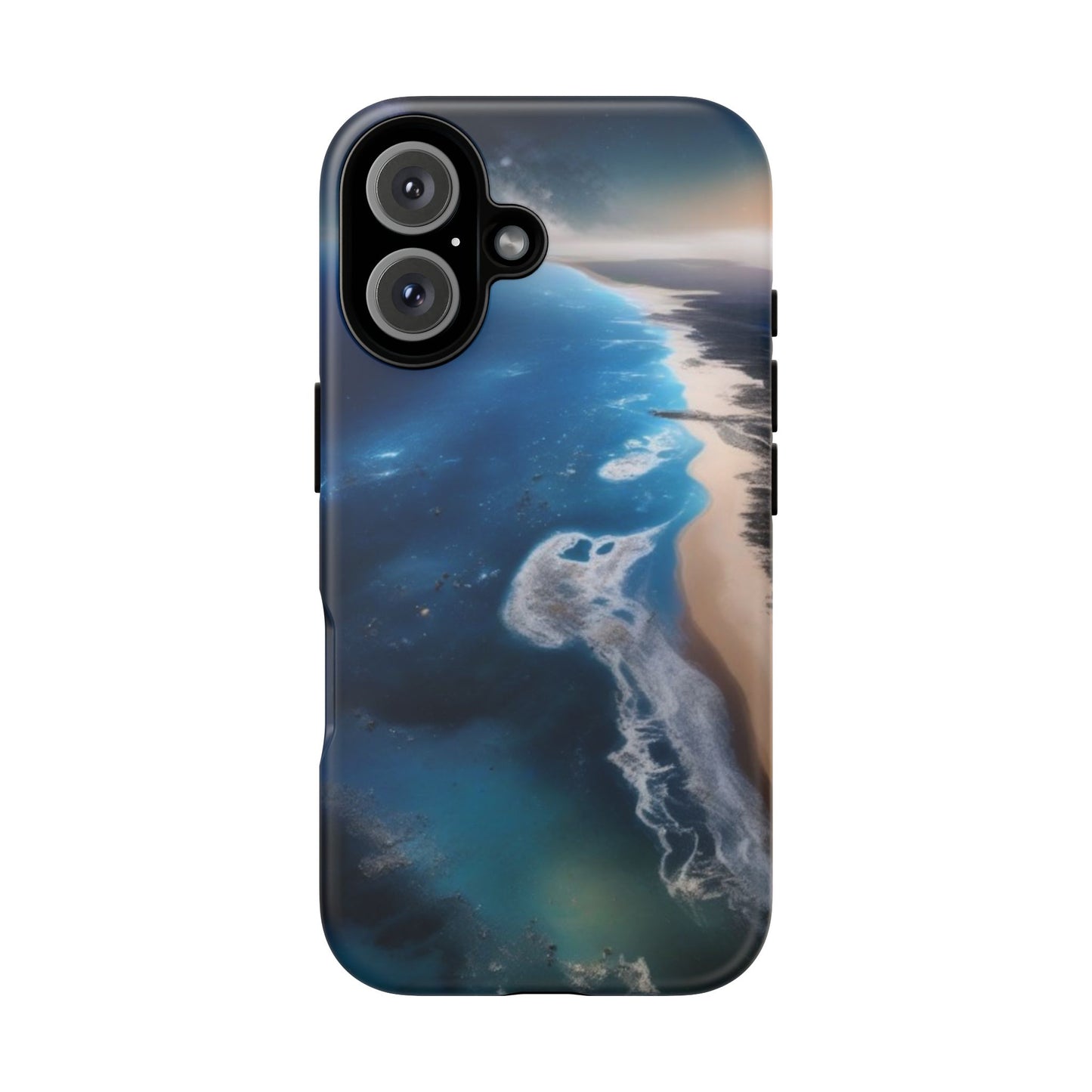 iPhone Tough Case Phone Case for iPhone 14\15\16 – Dual Layer, Matte/Glossy Finish, Wireless Charging Compatible, Ocean Waves Phone Case - Tough and Stylish Protection for Beach Lovers