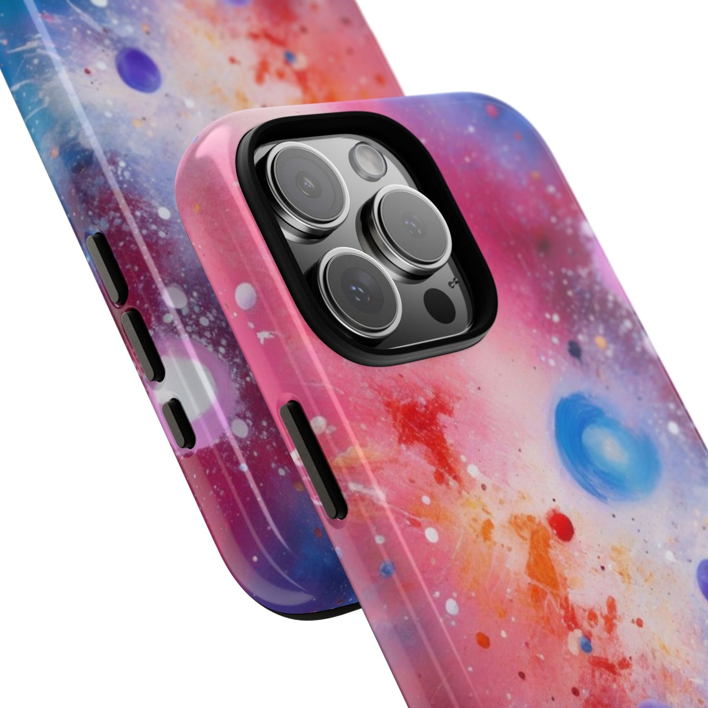 iPhone Tough Case Phone Case for iPhone 14\15\16 – Dual Layer, Matte/Glossy Finish, Wireless Charging Compatible, Galaxy-Themed Tough Phone Case – Vibrant Space Design for Audiophiles and Fashion Lovers