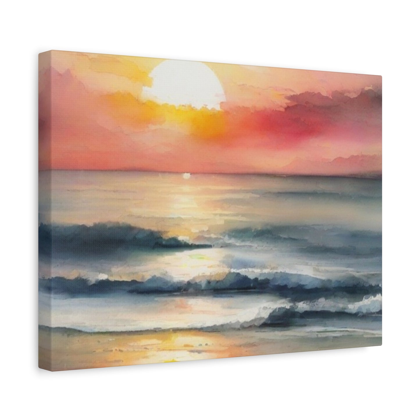 Abstract Art Canvas Print – Modern Wall Art, Digital Artwork, Matte Canvas, Ready to Hang, Home & Office Décor, Modern Wall Décor, Coastal Sunset Canvas Wall Art - 12" x 16" Stretched Print