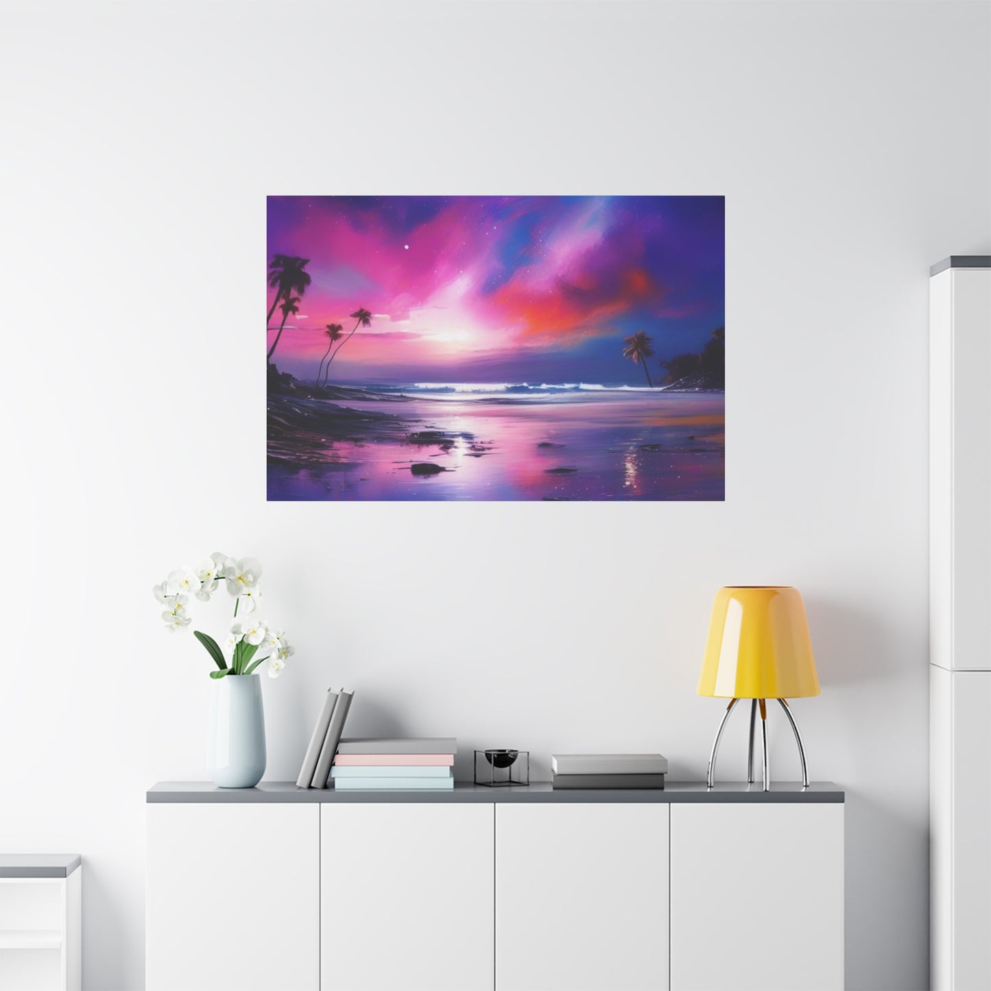 Abstract Art Canvas Print – Modern Wall Art, Digital Artwork, Matte Canvas, Ready to Hang, Home & Office Décor, Modern Wall Décor, Tropical Sunset Canvas Art - Vibrant Beach Landscape Wall Decor