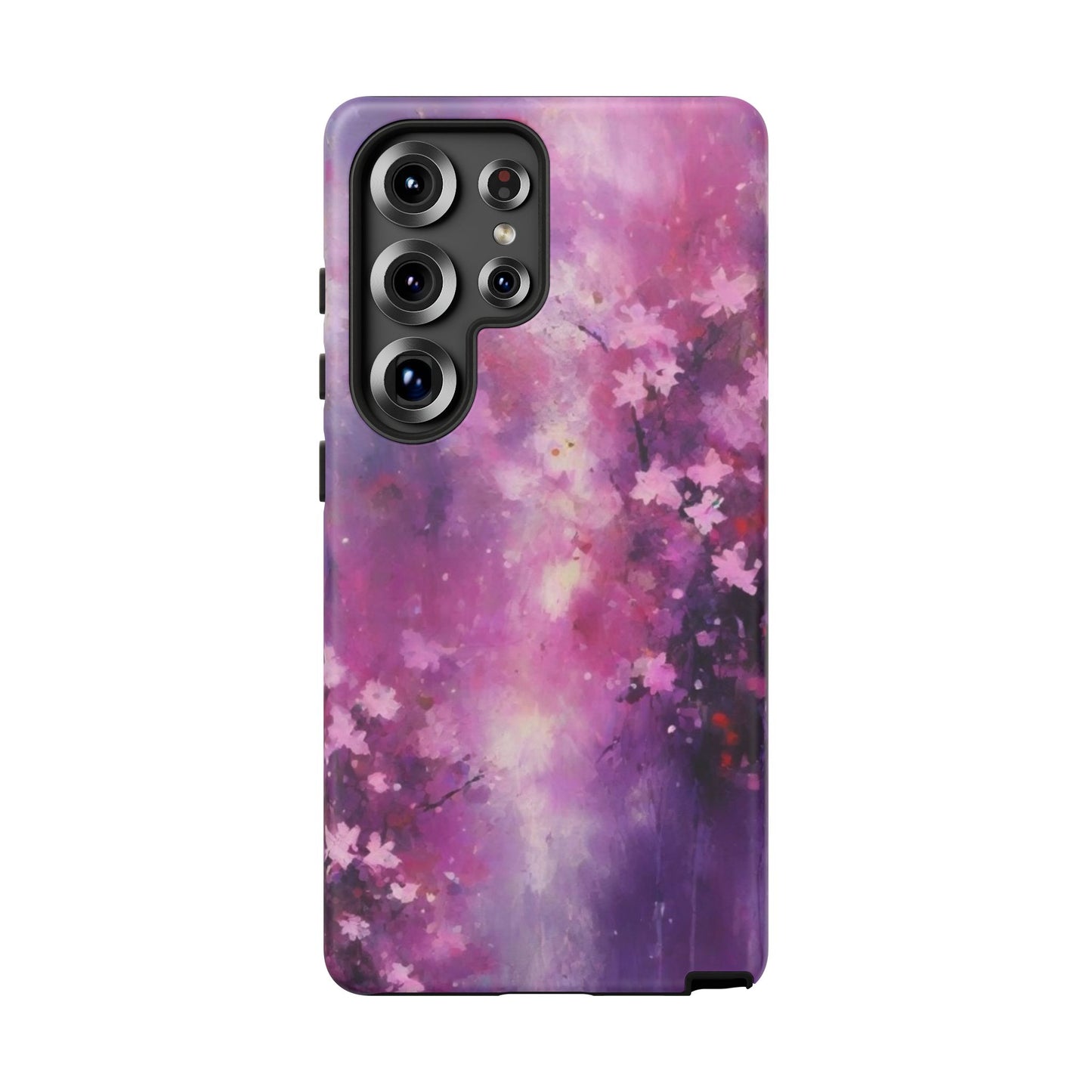 Tough Case Phone Case for Samsung Galaxy S25/S24/S23 – Dual Layer, Matte/Glossy Finish, Wireless Charging Compatible, Cherry Blossom Tough Case - Floral Phone Cover