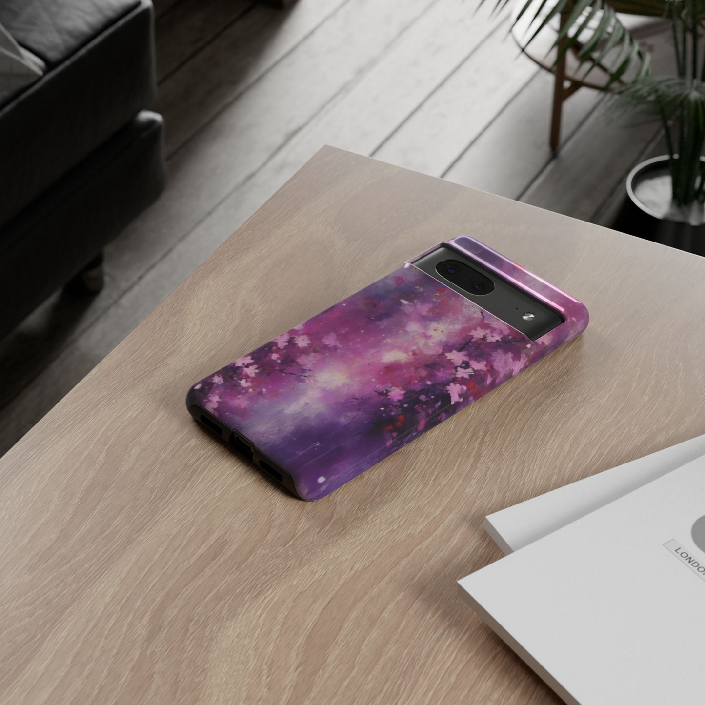 Tough Case Phone Case for Google Pixel 7/8/9– Dual Layer, Matte/Glossy Finish, Wireless Charging Compatible, Artistic Floral Phone Case - Tough Cases with Cherry Blossom Design