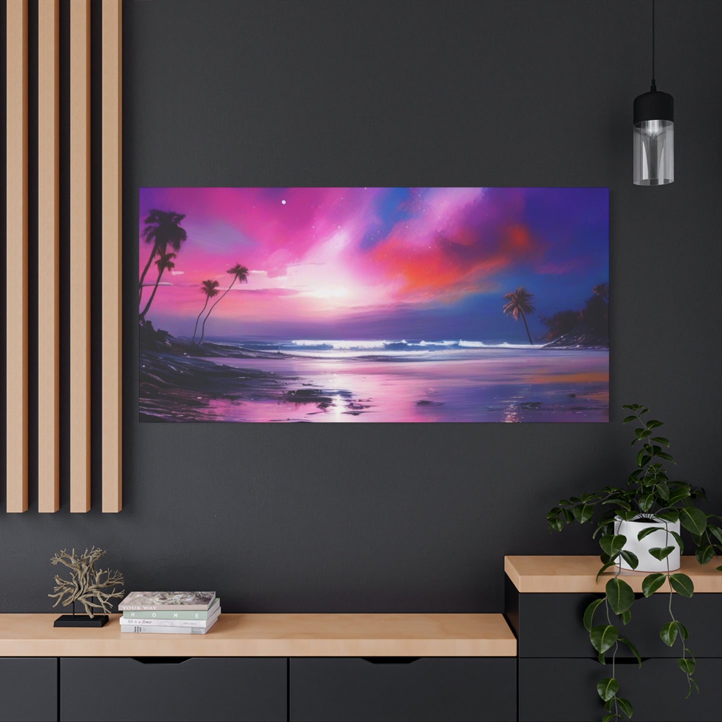 Abstract Art Canvas Print – Modern Wall Art, Digital Artwork, Matte Canvas, Ready to Hang, Home & Office Décor, Modern Wall Décor, Tropical Sunset Canvas Art - Vibrant Beach Landscape Wall Decor