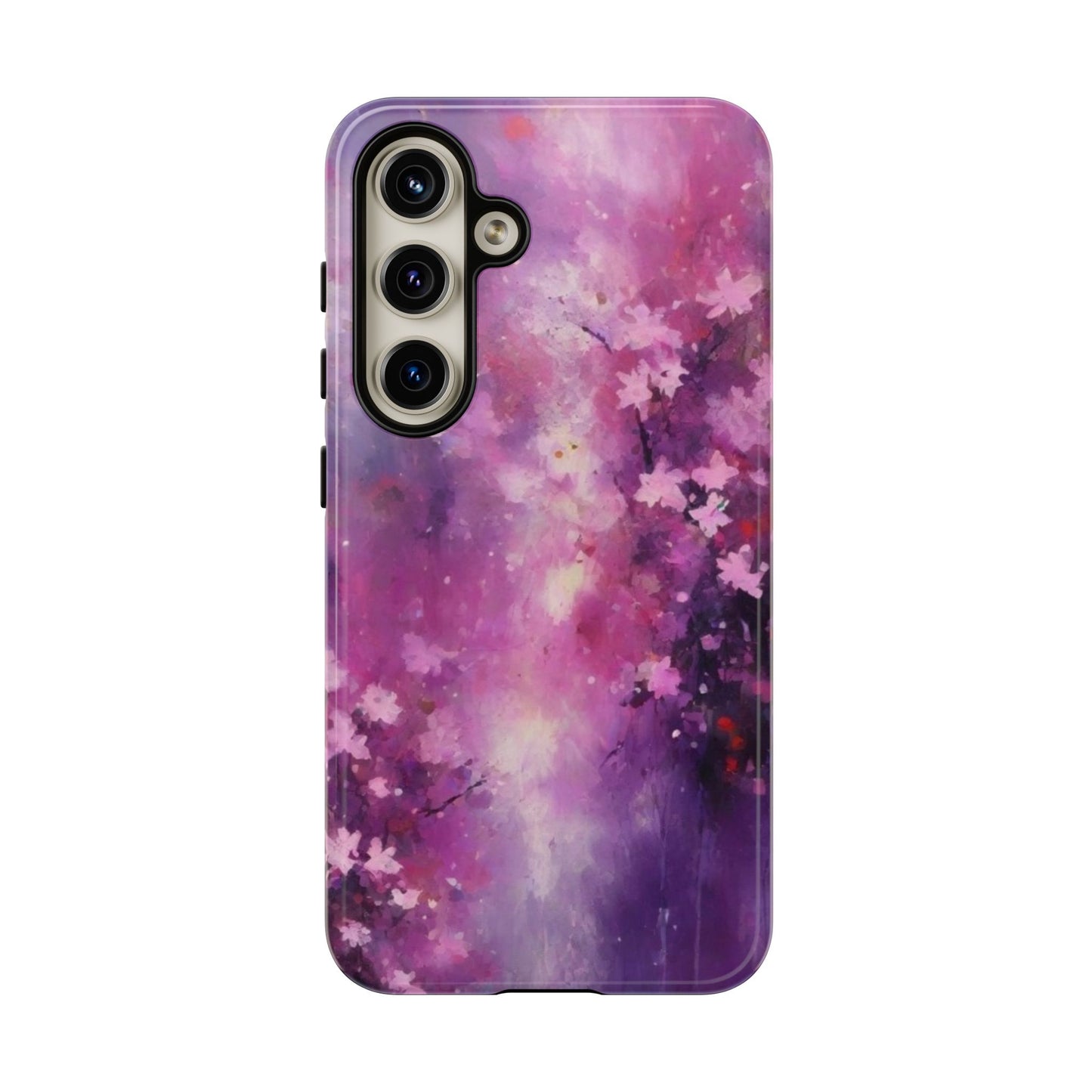 Tough Case Phone Case for Samsung Galaxy S25/S24/S23 – Dual Layer, Matte/Glossy Finish, Wireless Charging Compatible, Cherry Blossom Tough Case - Floral Phone Cover