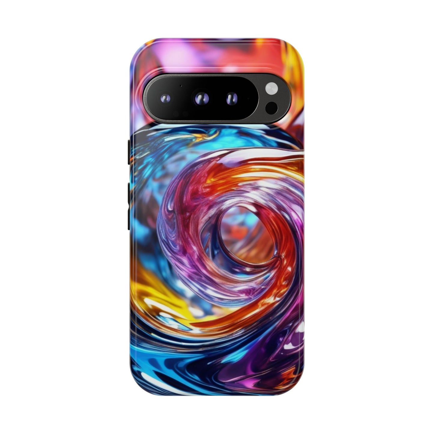 Tough Case Phone Case for Google Pixel 9/9Pro– Dual Layer, Matte/Glossy Finish, Wireless Charging Compatible, Artistic Phone Case with Colorful Swirl Design