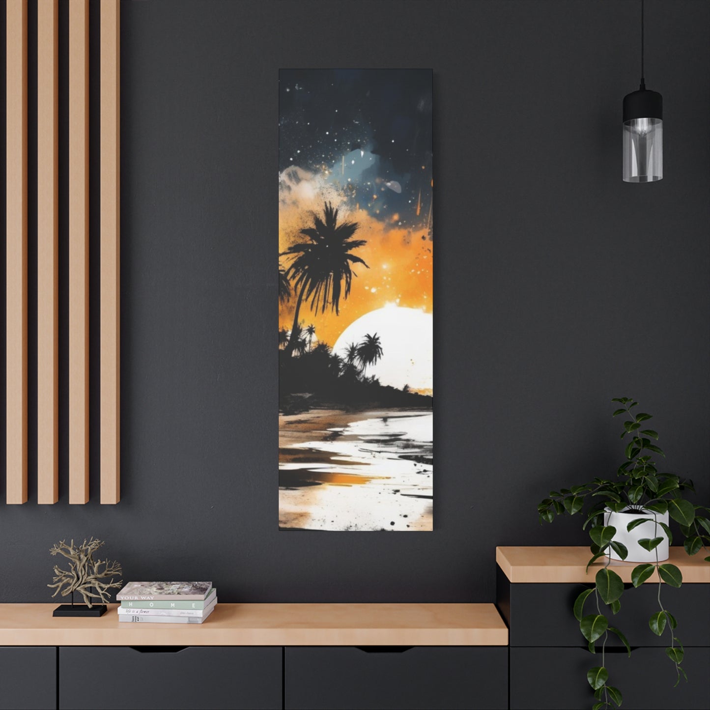 Sunset Beach Canvas Wall Art, Tropical Décor, Home Aesthetic, Gift for Beach Lovers, Relaxing Wall Decoration