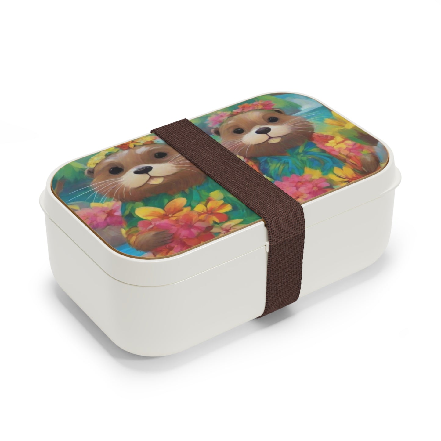 Stylish Bento Box Lunchbox – Portable, Designed Food Container with Wooden Lid & Two Moveable Compartments for Work, School & Picnics