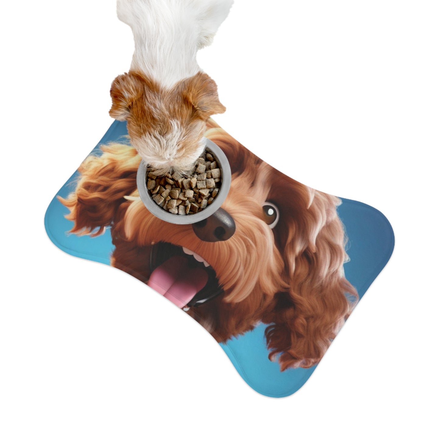 Designer Pet Feeding Mat – Non-Slip, Absorbent & Bone Shaped for Mess-Free Meals