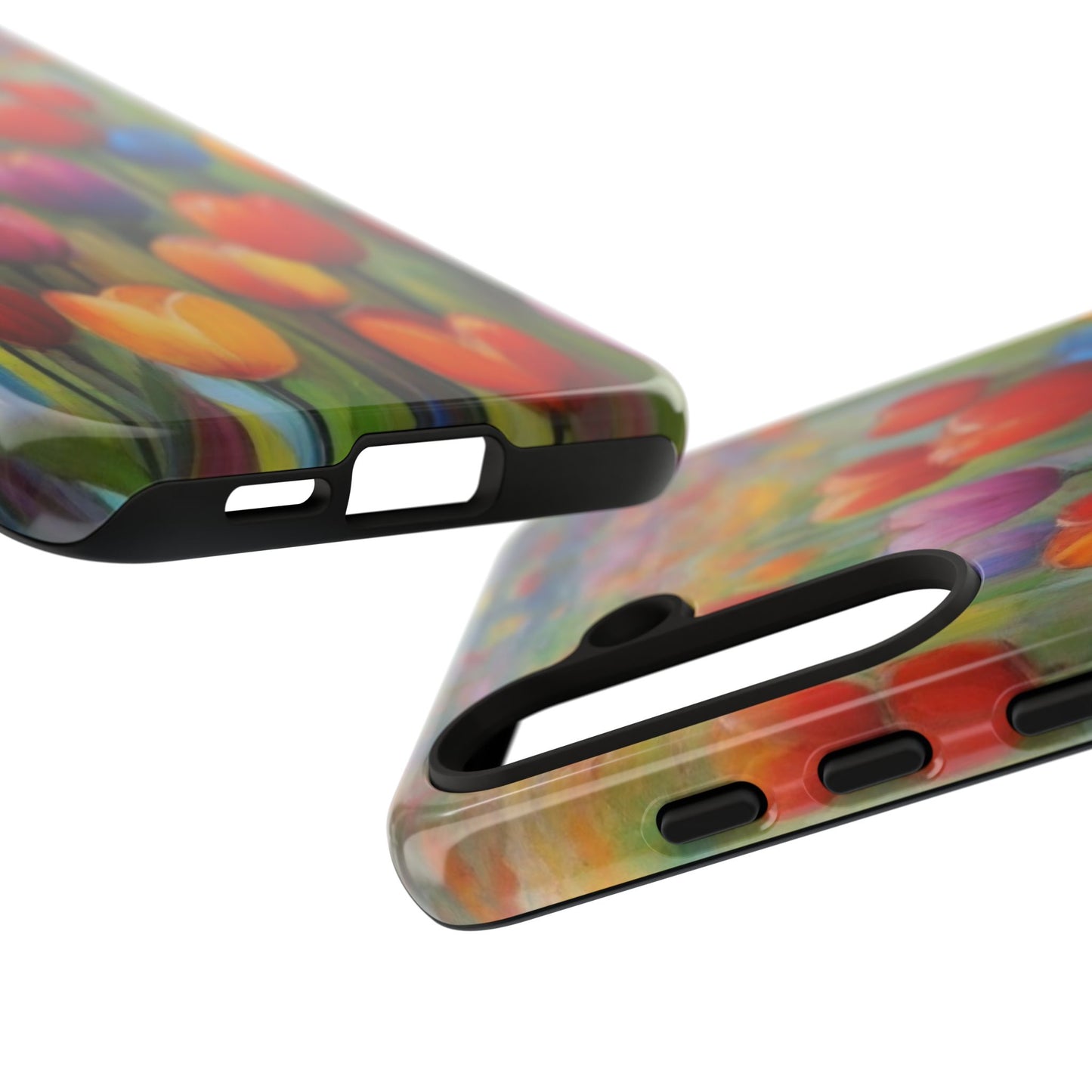 Tough Case Phone Case for Samsung Galaxy S25/S24– Dual Layer, Matte/Glossy Finish, Wireless Charging Compatible, Colorful Tulip Phone Case