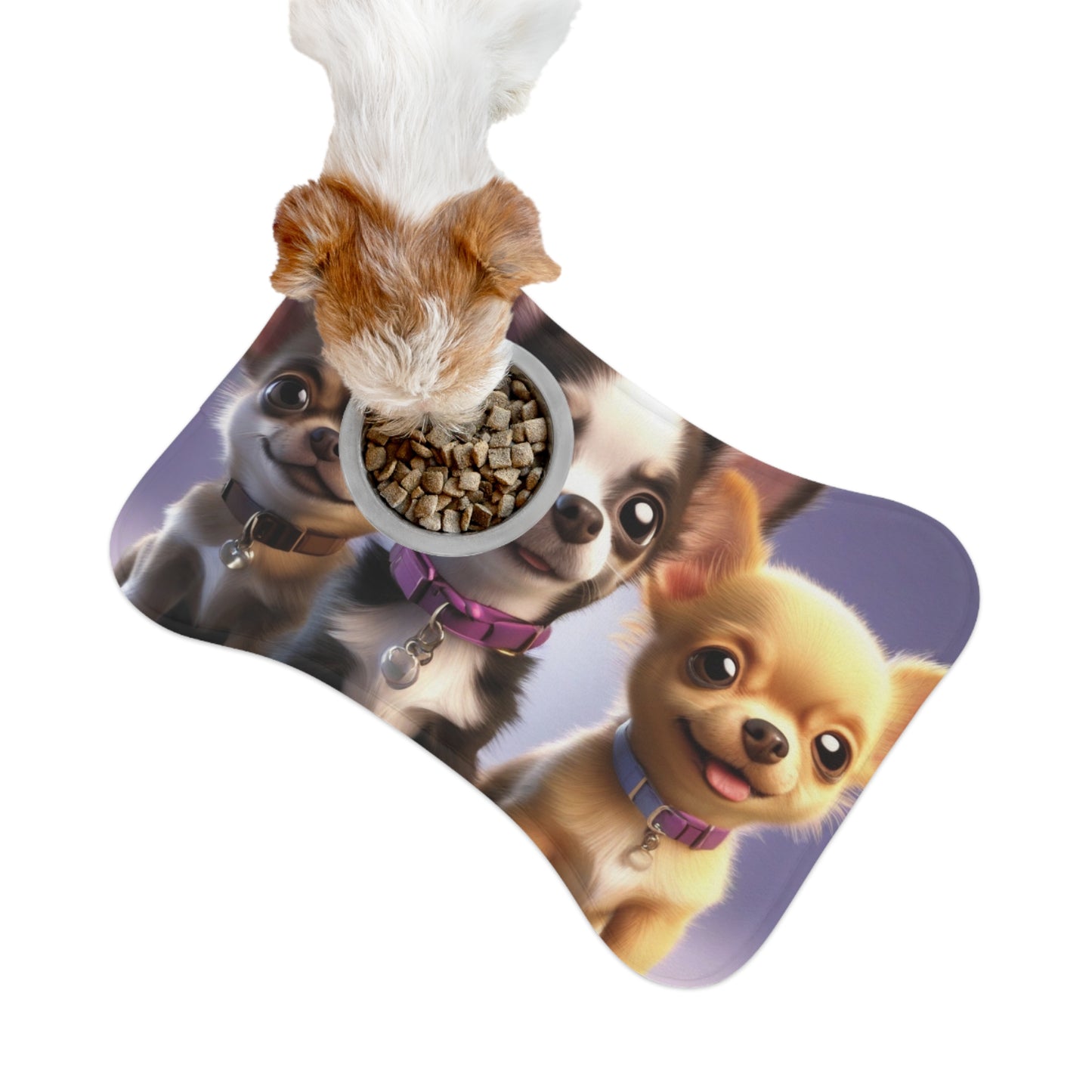 Designer Pet Feeding Mat – Non-Slip, Absorbent & Bone Shaped for Mess-Free Meals, Cute Chihuahua Pet Feeding Mat – Perfect for Dog Lovers