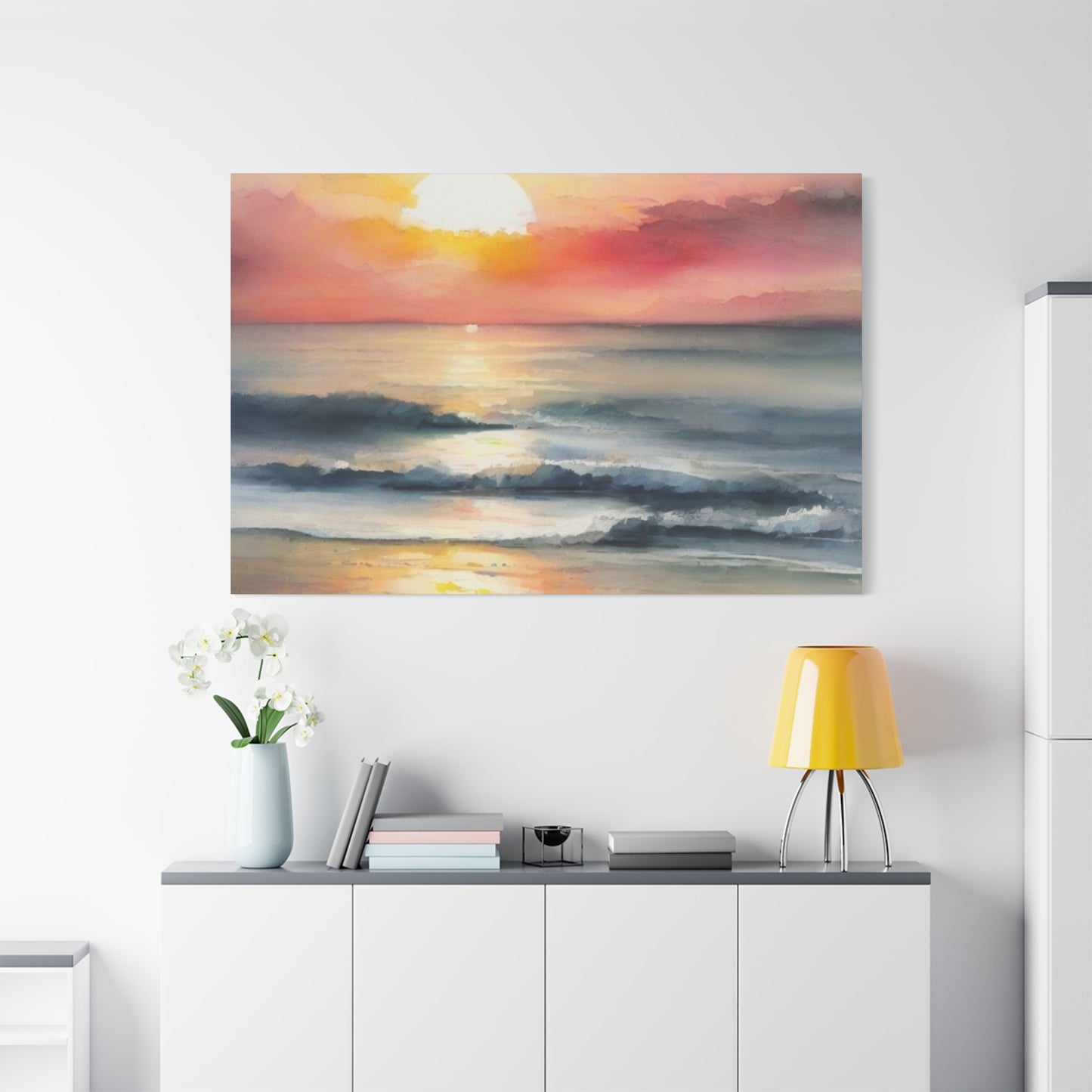 Abstract Art Canvas Print – Modern Wall Art, Digital Artwork, Matte Canvas, Ready to Hang, Home & Office Décor, Modern Wall Décor, Coastal Sunset Canvas Wall Art - 12" x 16" Stretched Print