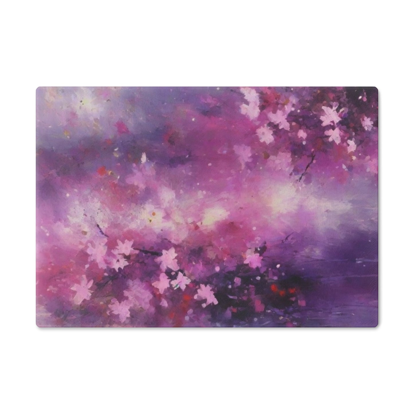 Tempered Glass Cutting Board – Hygienic, Scratch-Resistant, Dishwasher-Safe | Modern Kitchen Essential, Floral Artistic Cutting Board - Purple Blossom Design