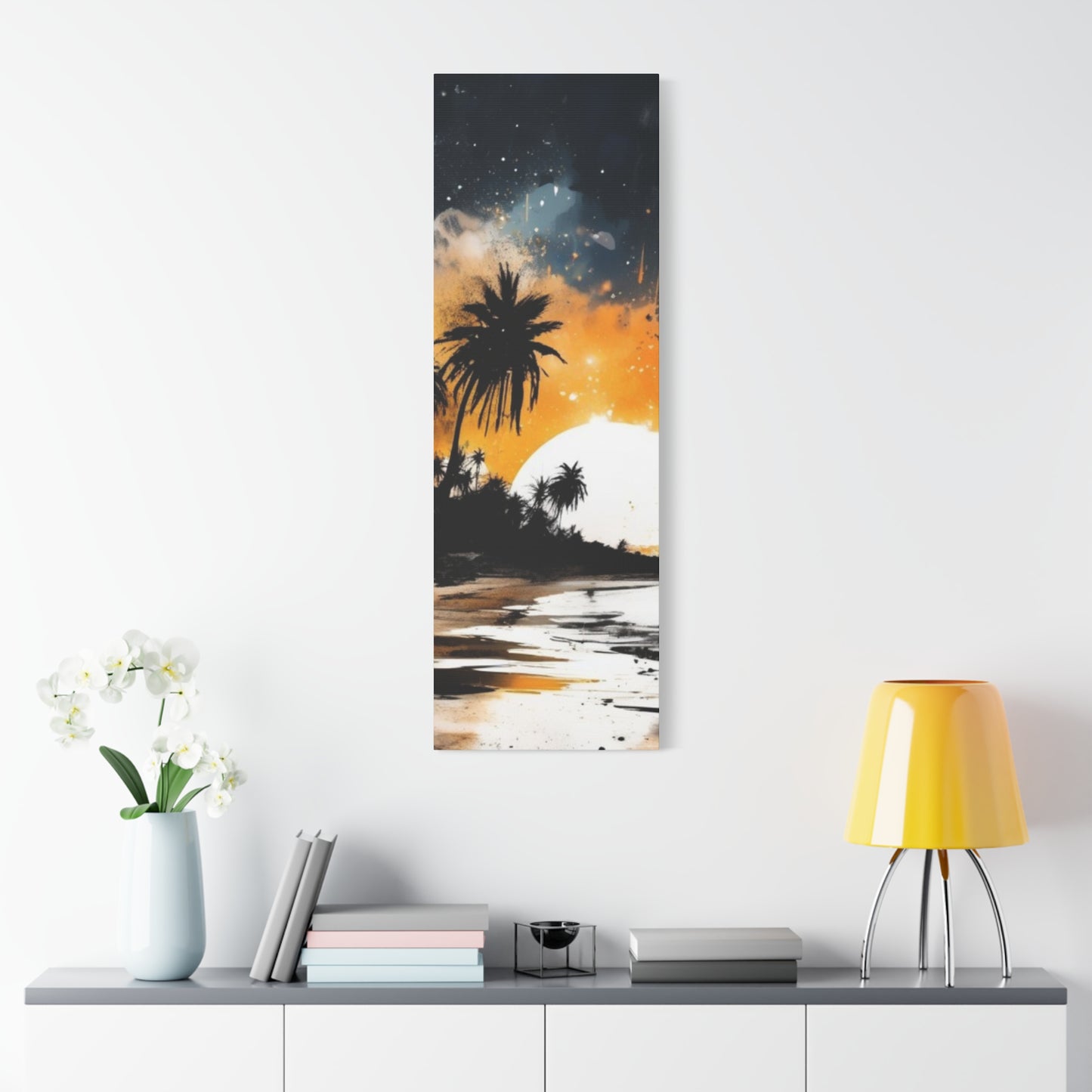 Sunset Beach Canvas Wall Art, Tropical Décor, Home Aesthetic, Gift for Beach Lovers, Relaxing Wall Decoration
