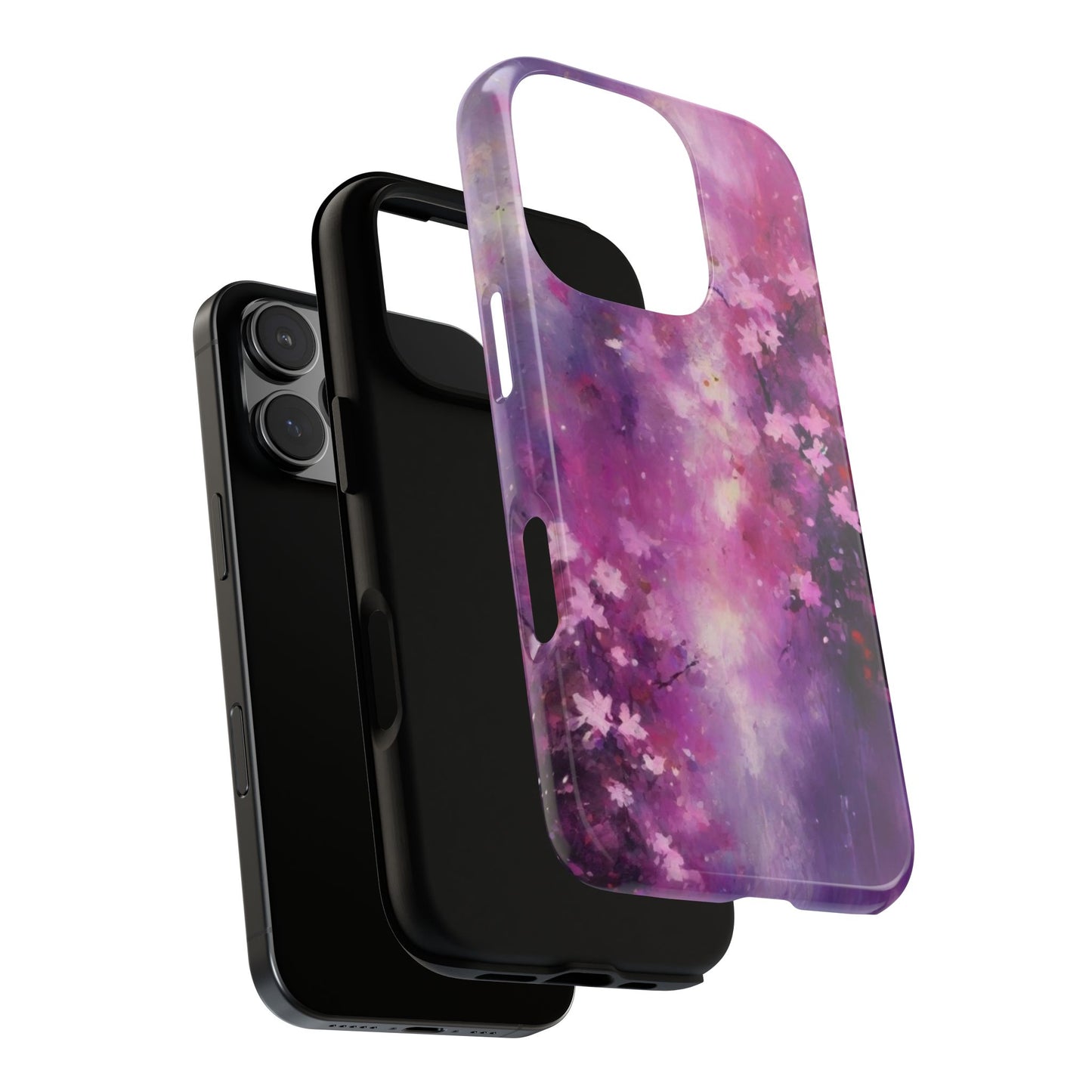 iPhone Tough Case Phone Case for iPhone 14\15\16 – Dual Layer, Matte/Glossy Finish, Wireless Charging Compatible, Cherry Blossom Phone Case