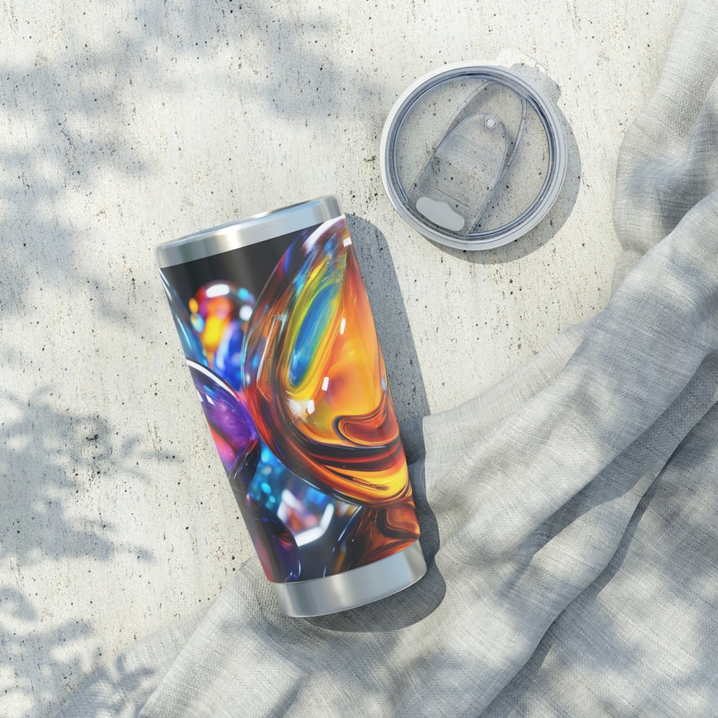 Vagabond 20oz Tumbler - Insulated Stainless Steel Travel Tumbler, Spill-Resistant, Double-Wall, Car Cup Holder Friendly. Abstract 20oz Tumbler | Unique Travel Mug, Vibrant Drinkware, Gift for Artists, Everyday Use