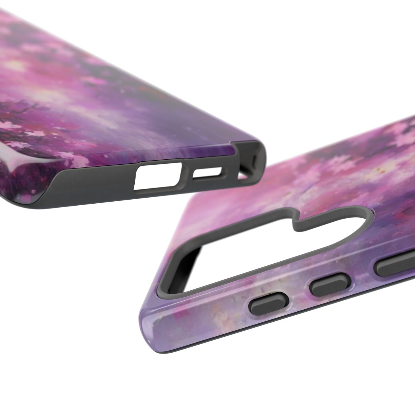 Tough Case Phone Case for Samsung Galaxy S25/S24/S23 – Dual Layer, Matte/Glossy Finish, Wireless Charging Compatible, Cherry Blossom Tough Case - Floral Phone Cover